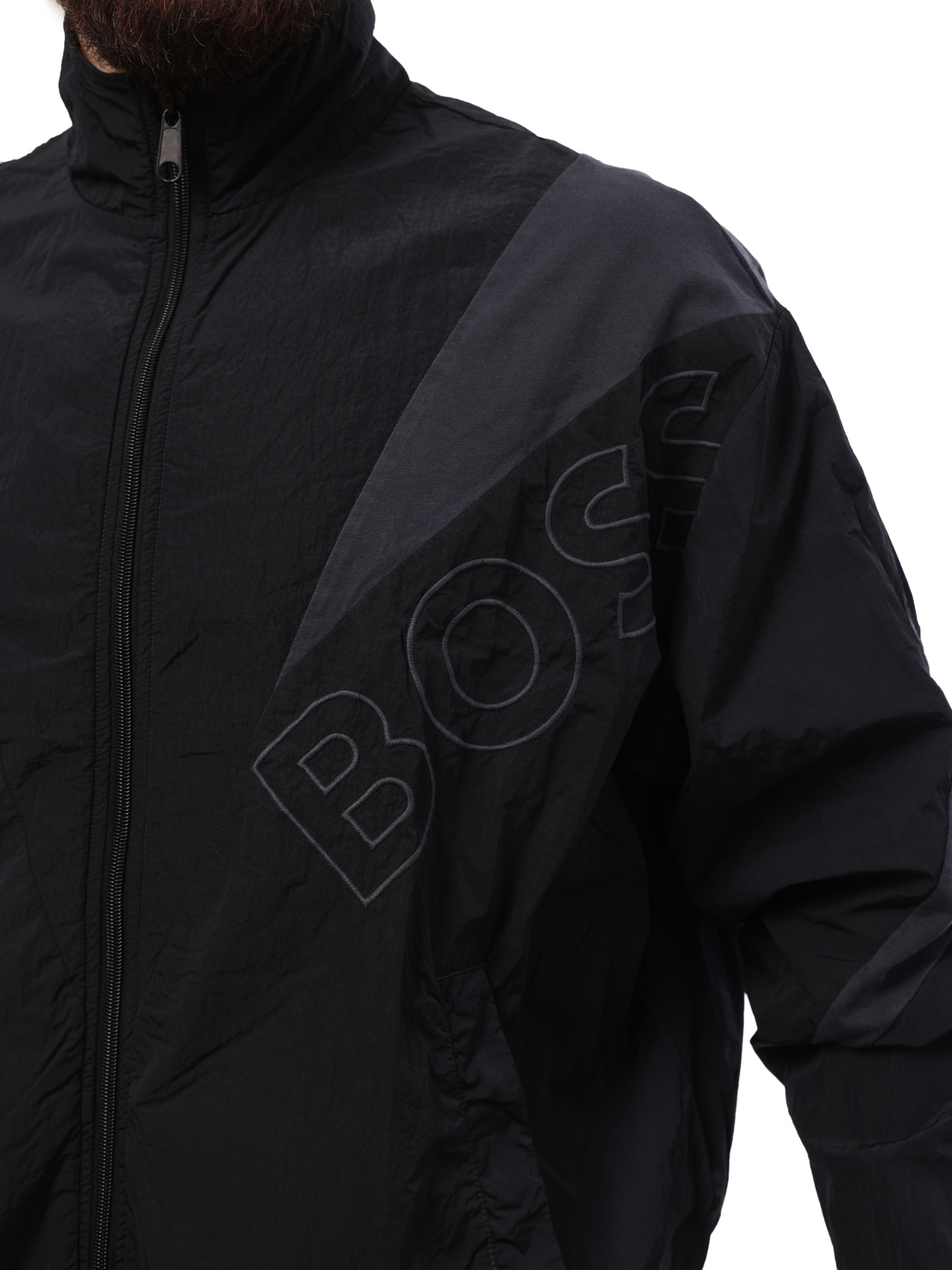 Ветровка Boss 50488687 404 темно-синяя мужская с логотипом — купить в интернет-магазине Verdistore