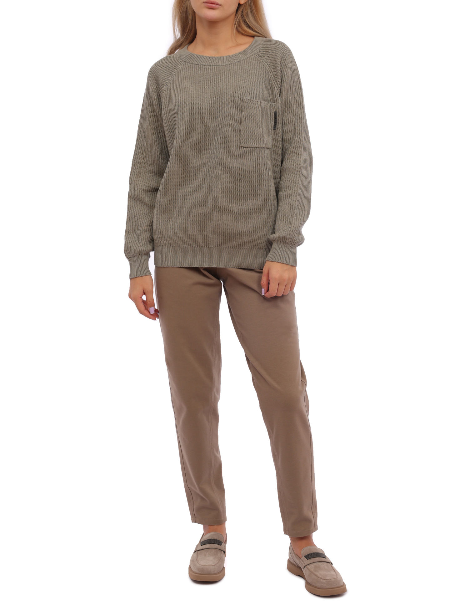 Джемпер Brunello Cucinelli M1900B1040 C8702 светло-зеленый женский из хлопка — купить в интернет-магазине Verdistore