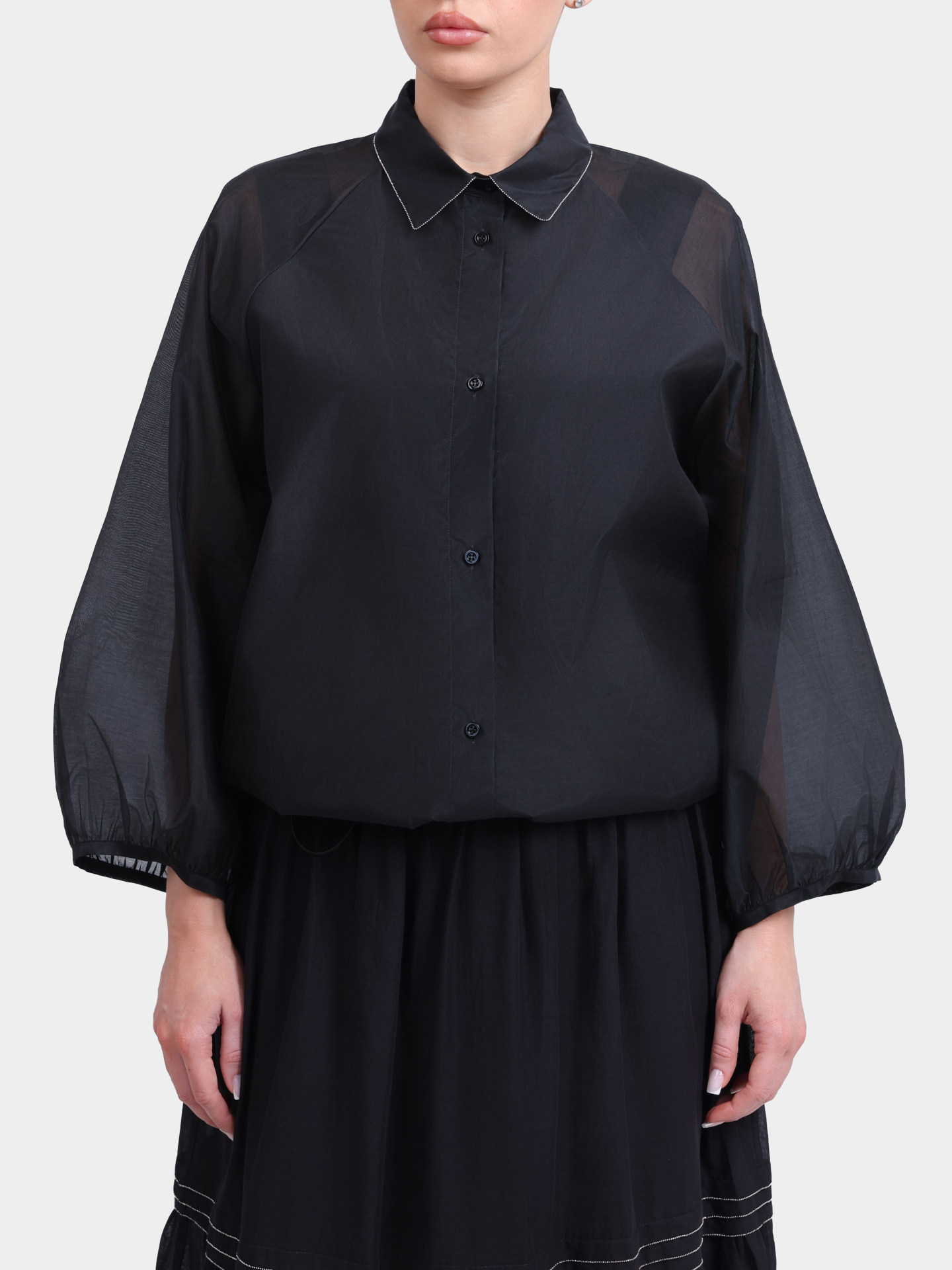 Блуза Peserico S06457 8372 705 черная женская свободного кроя с резинкой к низу — купить в интернет-магазине Verdistore