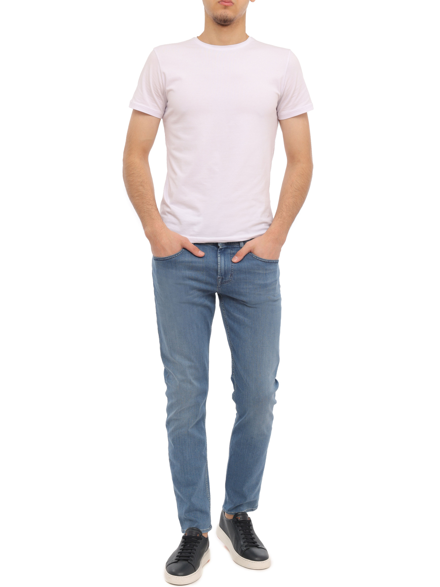 Джинсы 7 For All Mankind JSMXA230AZ голубые мужские из стрейчевого материала  — купить в интернет-магазине Verdistore