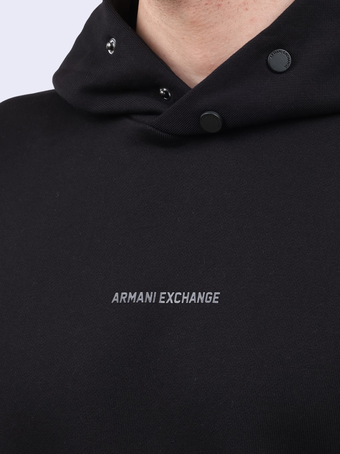 Худи Armani Exchange 6DZMLJ ZJ4XZ 1200 черное мужское из хлопка — купить в интернет-магазине Verdistore