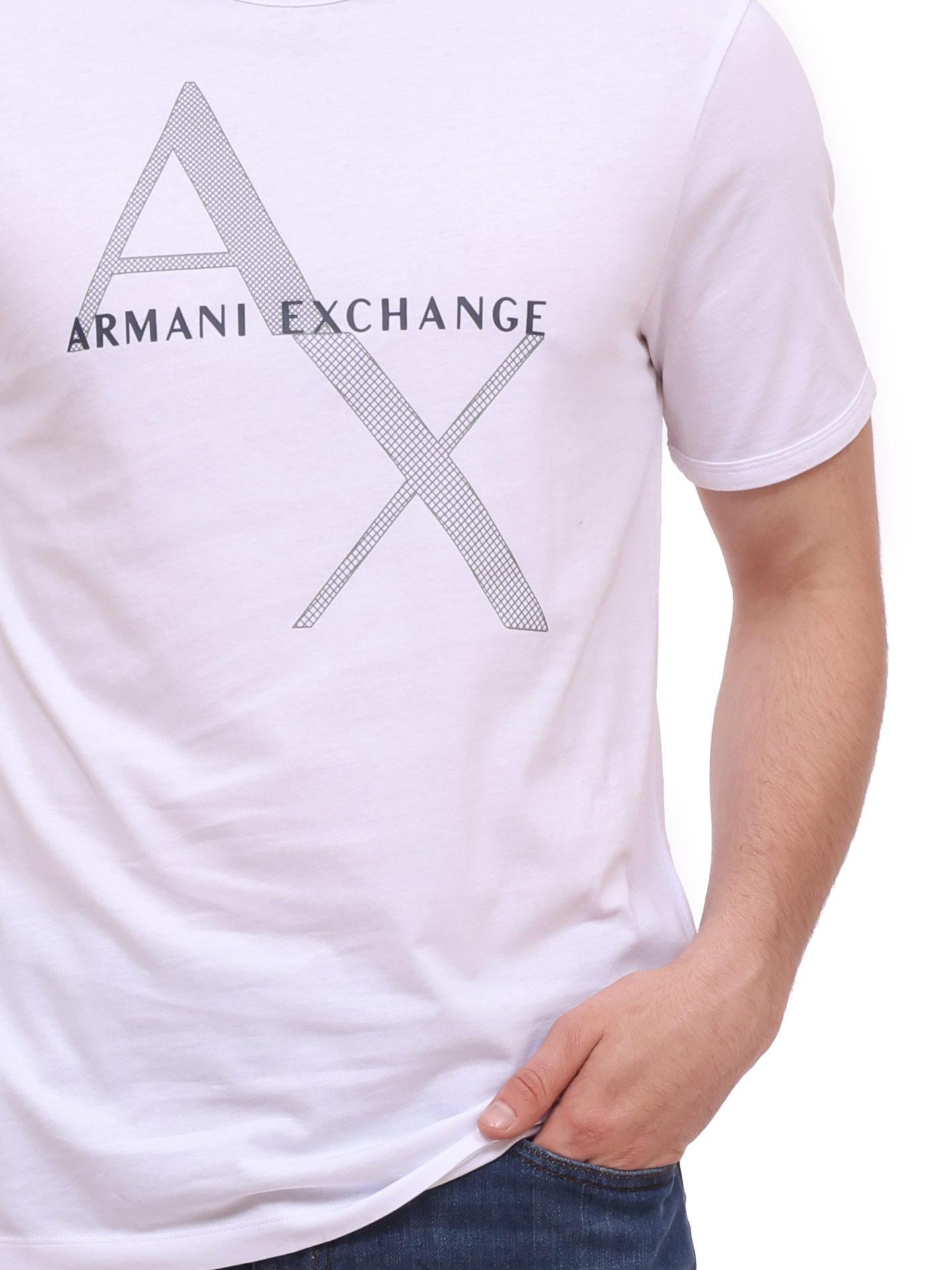 Футболка Armani Exchange 8NZT76 Z8H4Z 1100 белая мужская с логотипом — купить в интернет-магазине Verdistore