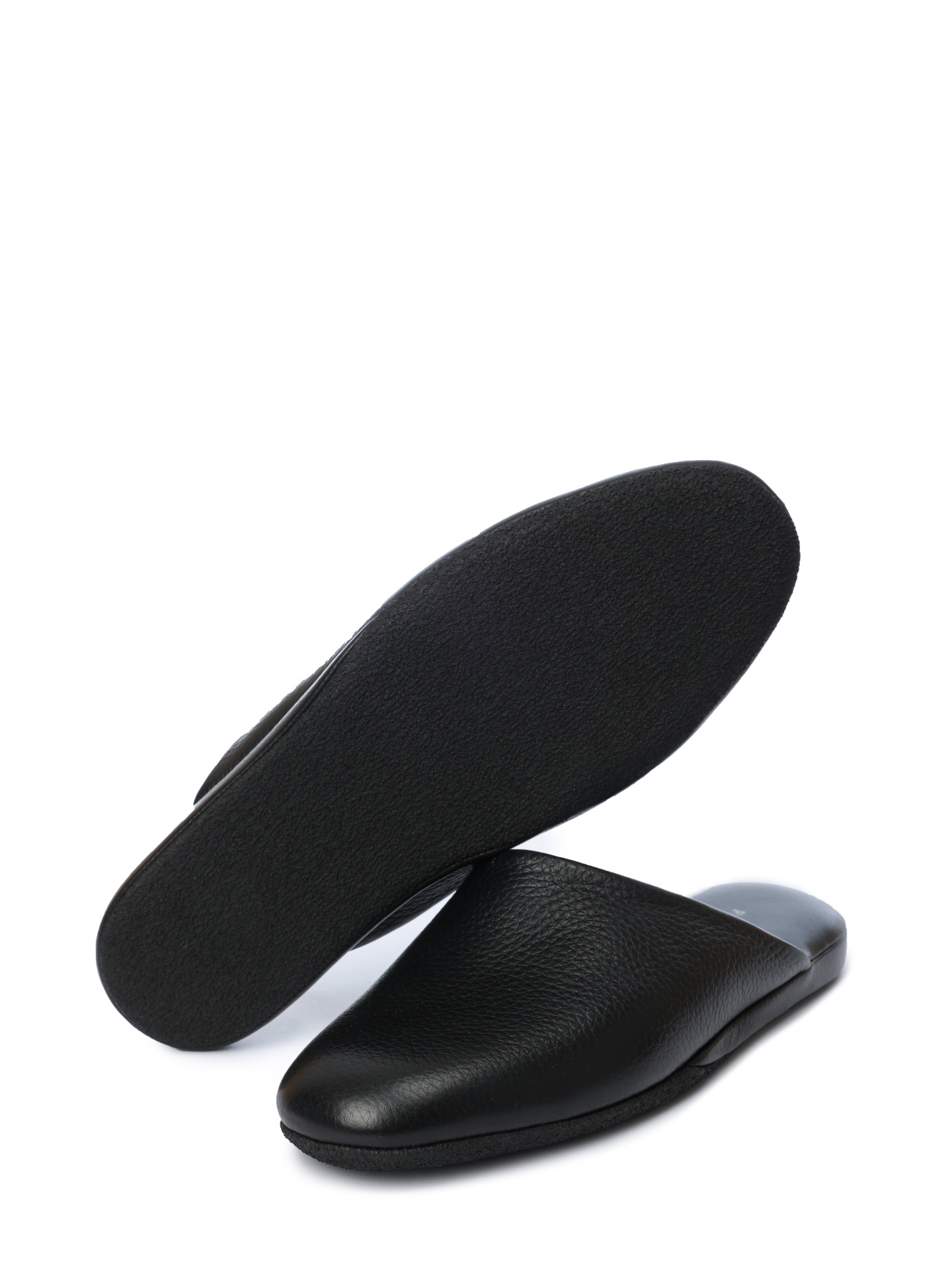 Шлепанцы черные из мелкозернистой кожи  — купить в интернет-магазине Verdistore