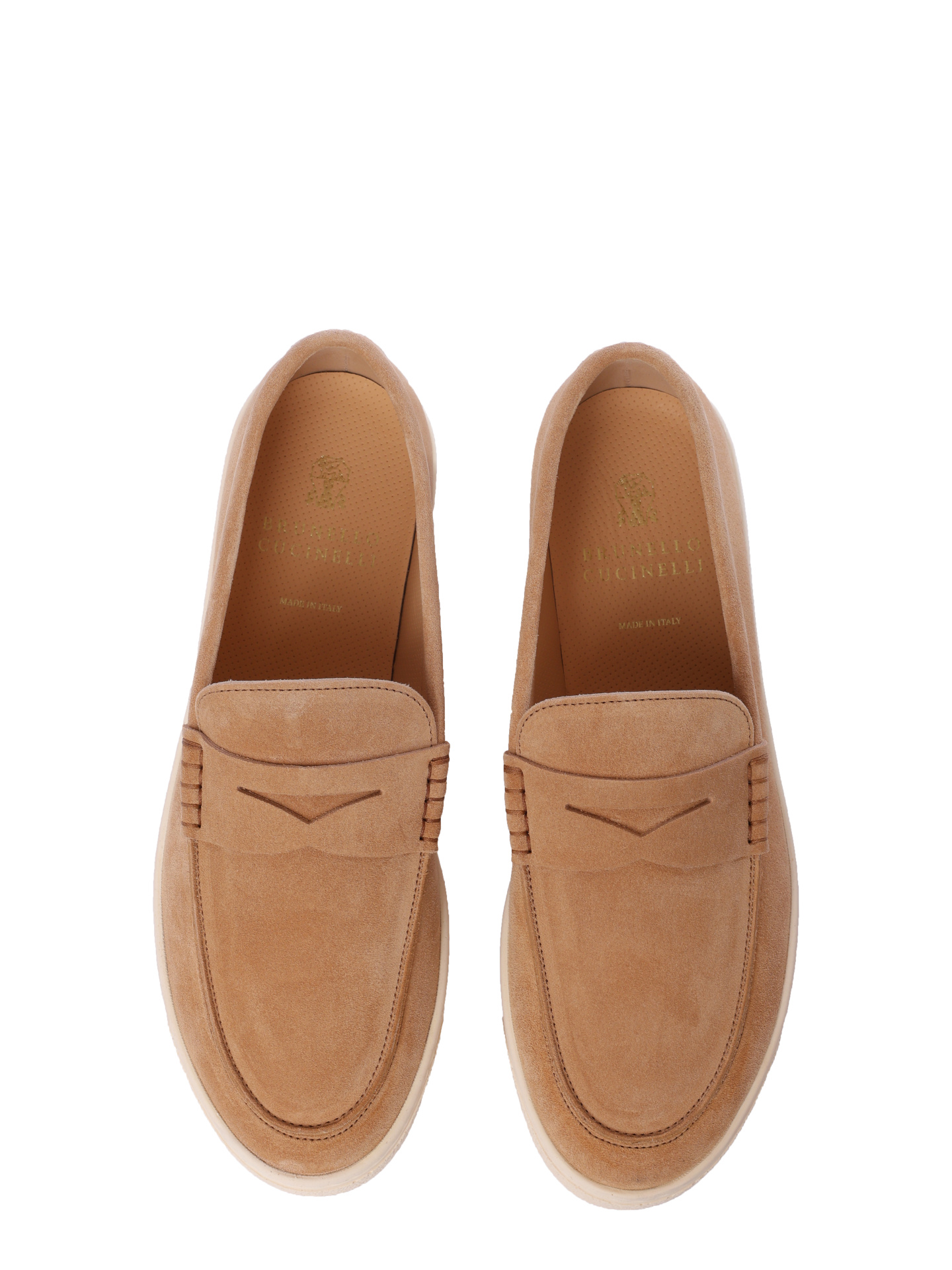 Лоферы Brunello Cucinelli MZUSILN312 C2683 бежевые мужские из замши — купить в интернет-магазине Verdistore