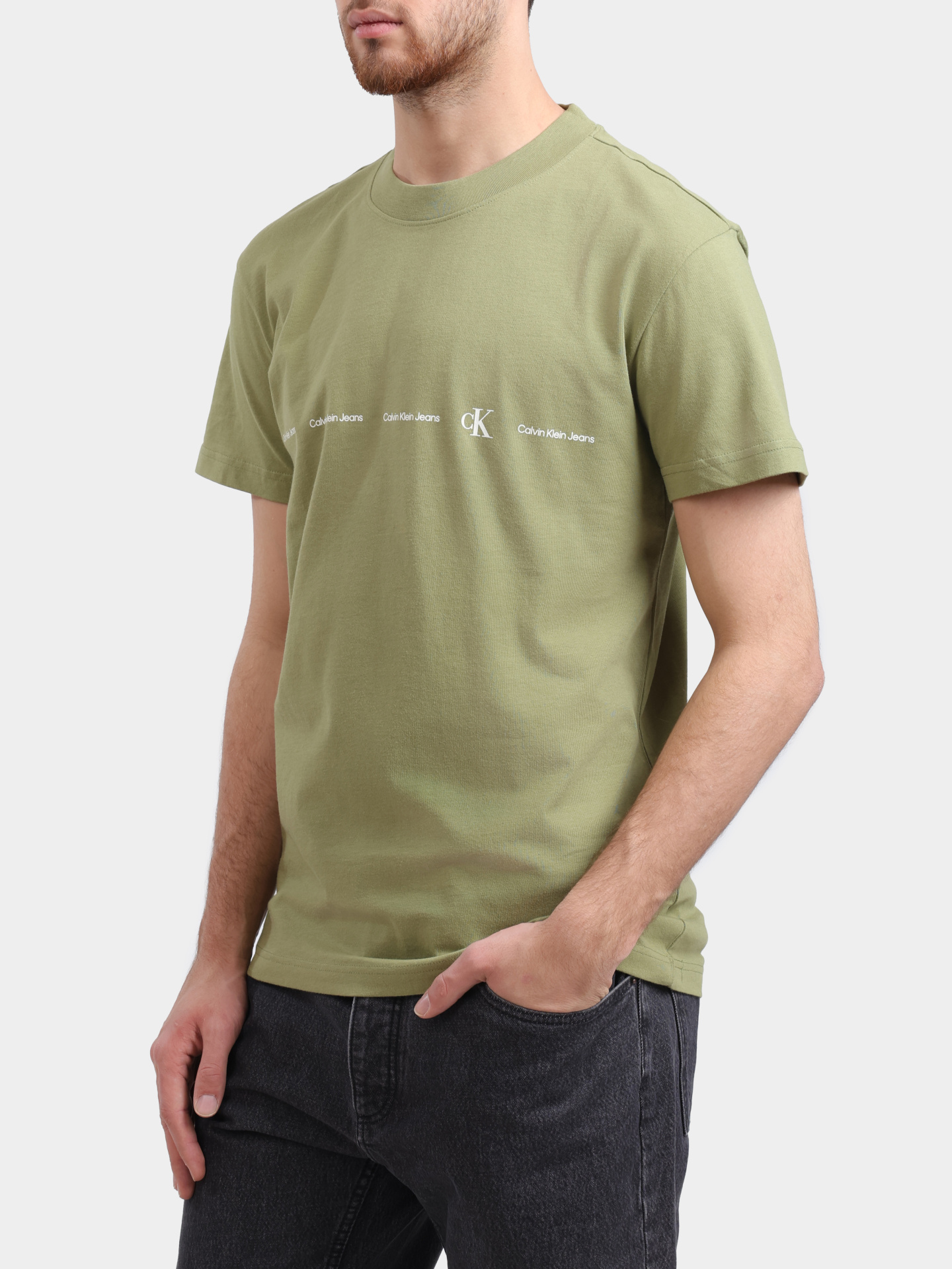 Футболка Calvin Klein Jeans J30J324668 зеленая мужская — купить в интернет-магазине Verdistore