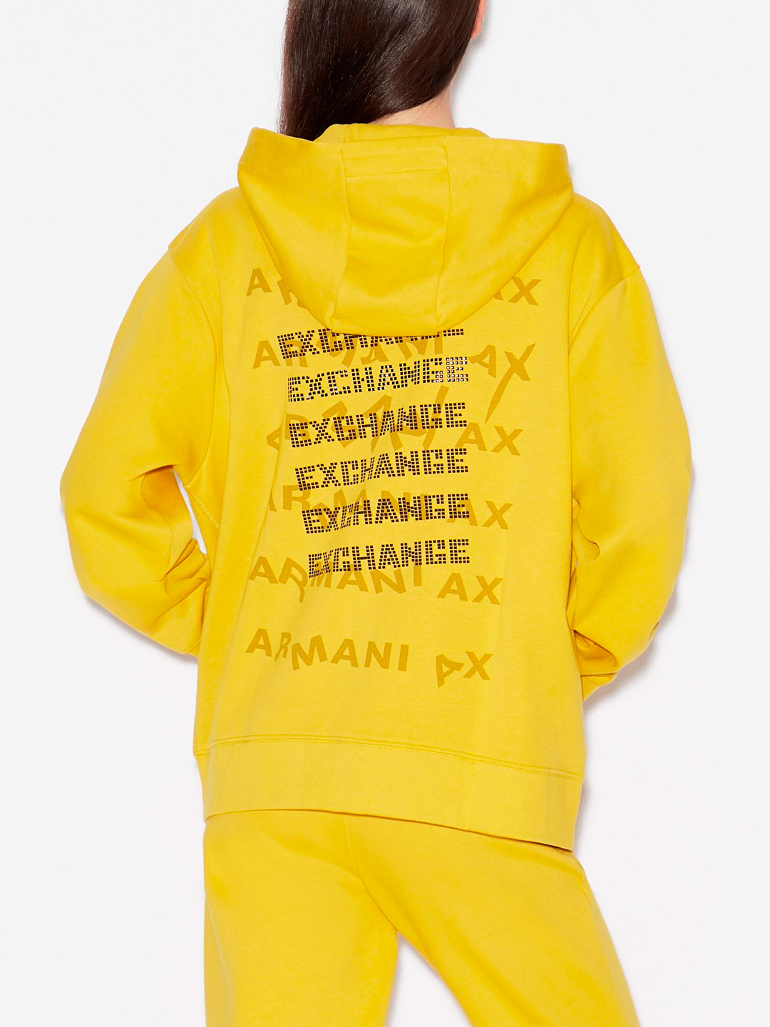 Мастерка Armani Exchange 6GYM70 1652 желтая женская с логотипом на спине — купить в интернет-магазине Verdistore