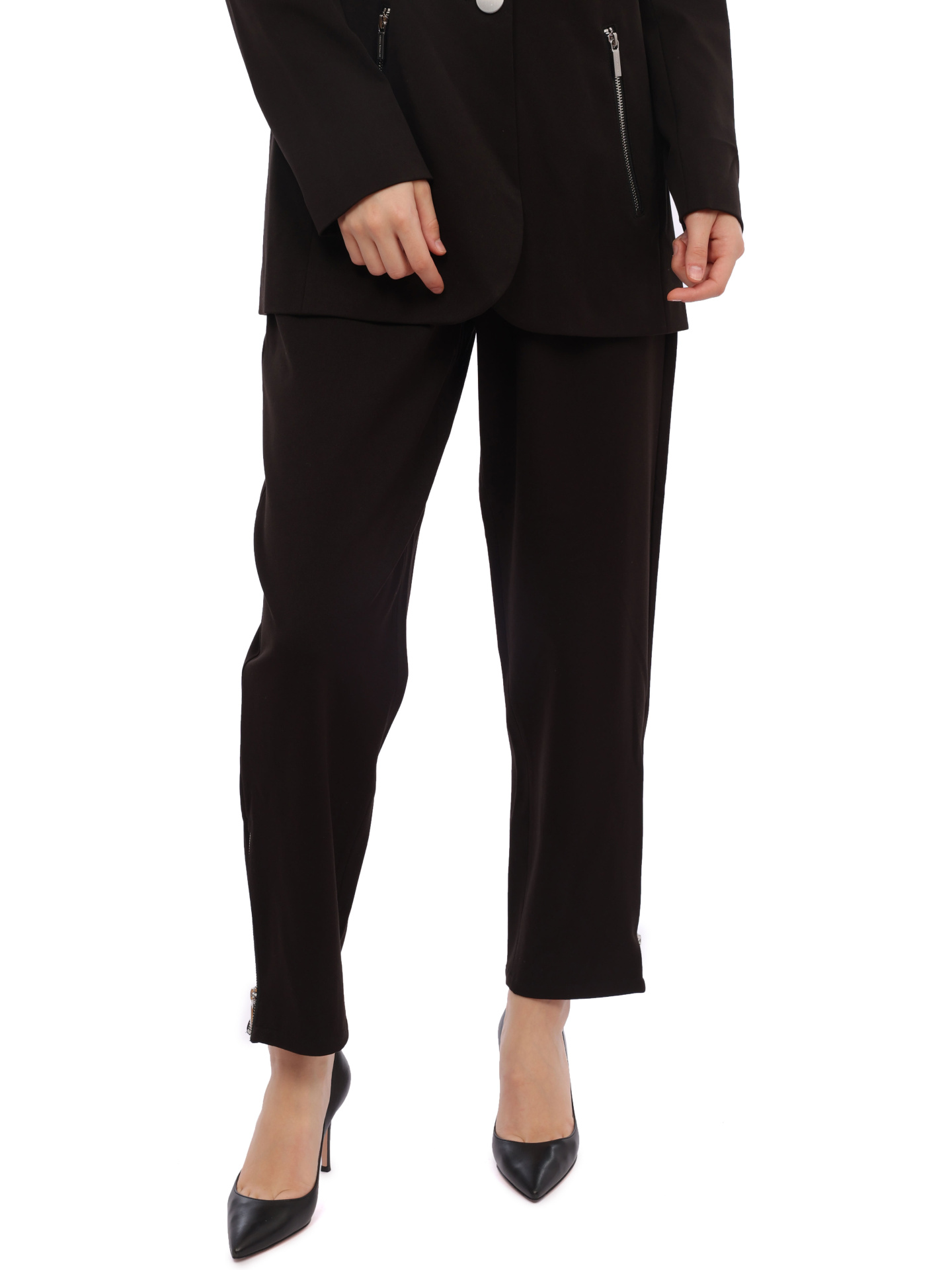 Брюки Armani Exchange 6RYP26 YN5LZ 1200 черные женские с молниями — купить в интернет-магазине Verdistore