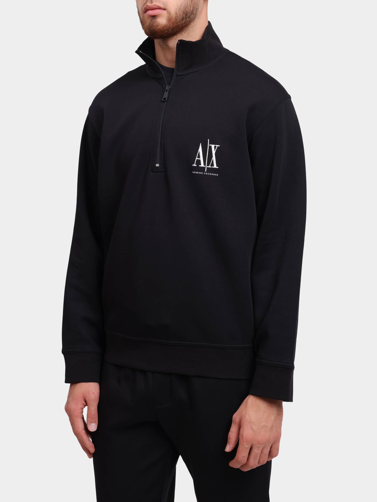 Свитшот Armani Exchange XM000370 AF10818 UC001 черный мужской с логотипом — купить в интернет-магазине Verdistore