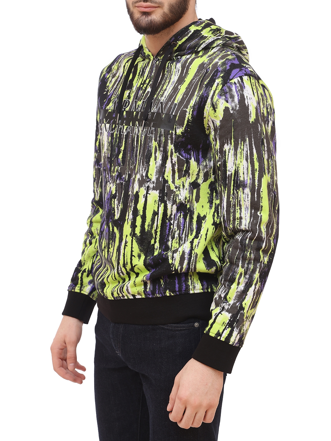 Худи Armani Exchange 3KZMFQ ZJ2RZ 2898 комбинированное мужское с логотипом — купить в интернет-магазине Verdistore