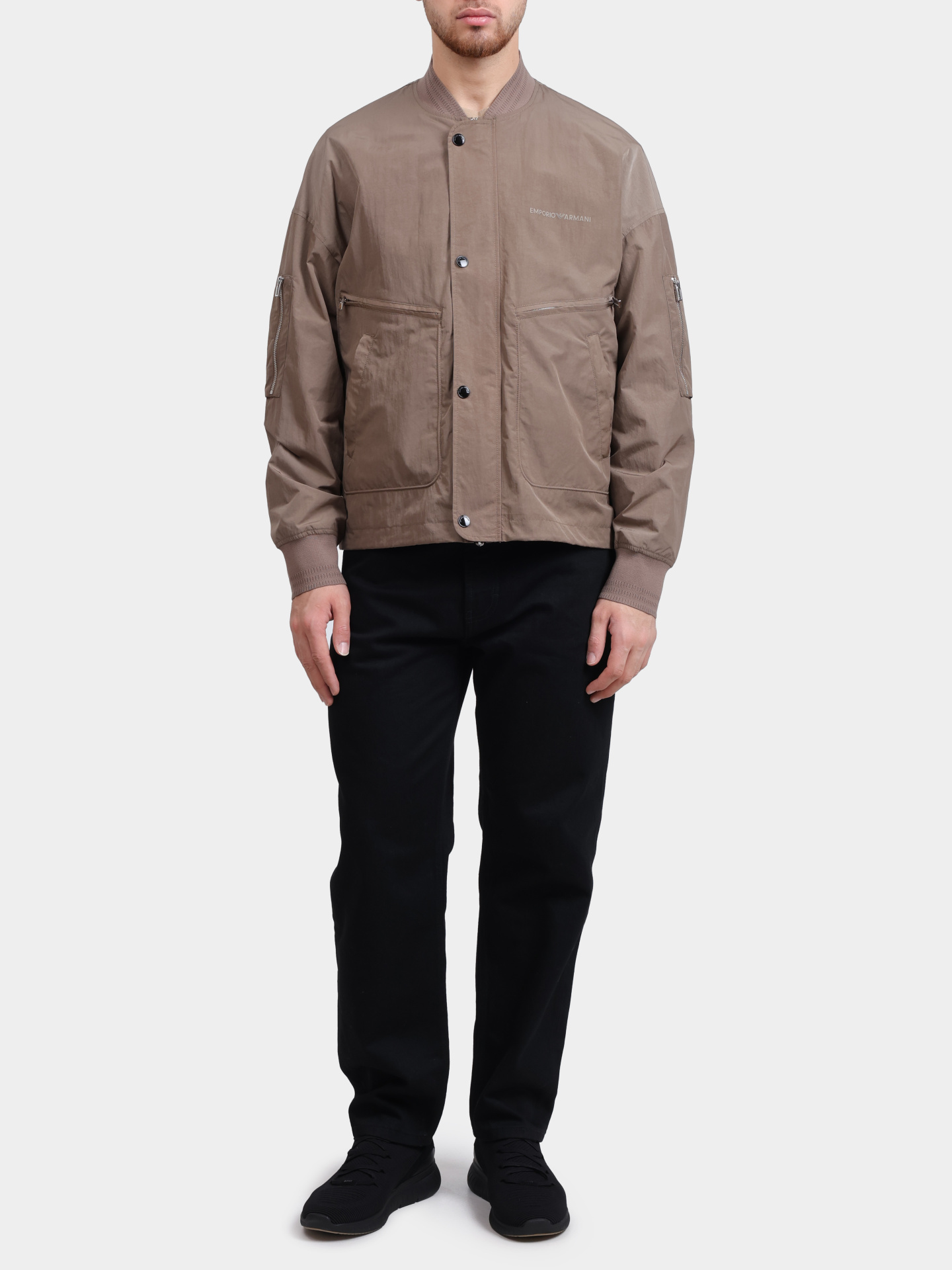 Бомбер Emporio Armani 3R1BM5 1NNFZ 0440 коричневый мужской с накладными карманами  — купить в интернет-магазине Verdistore