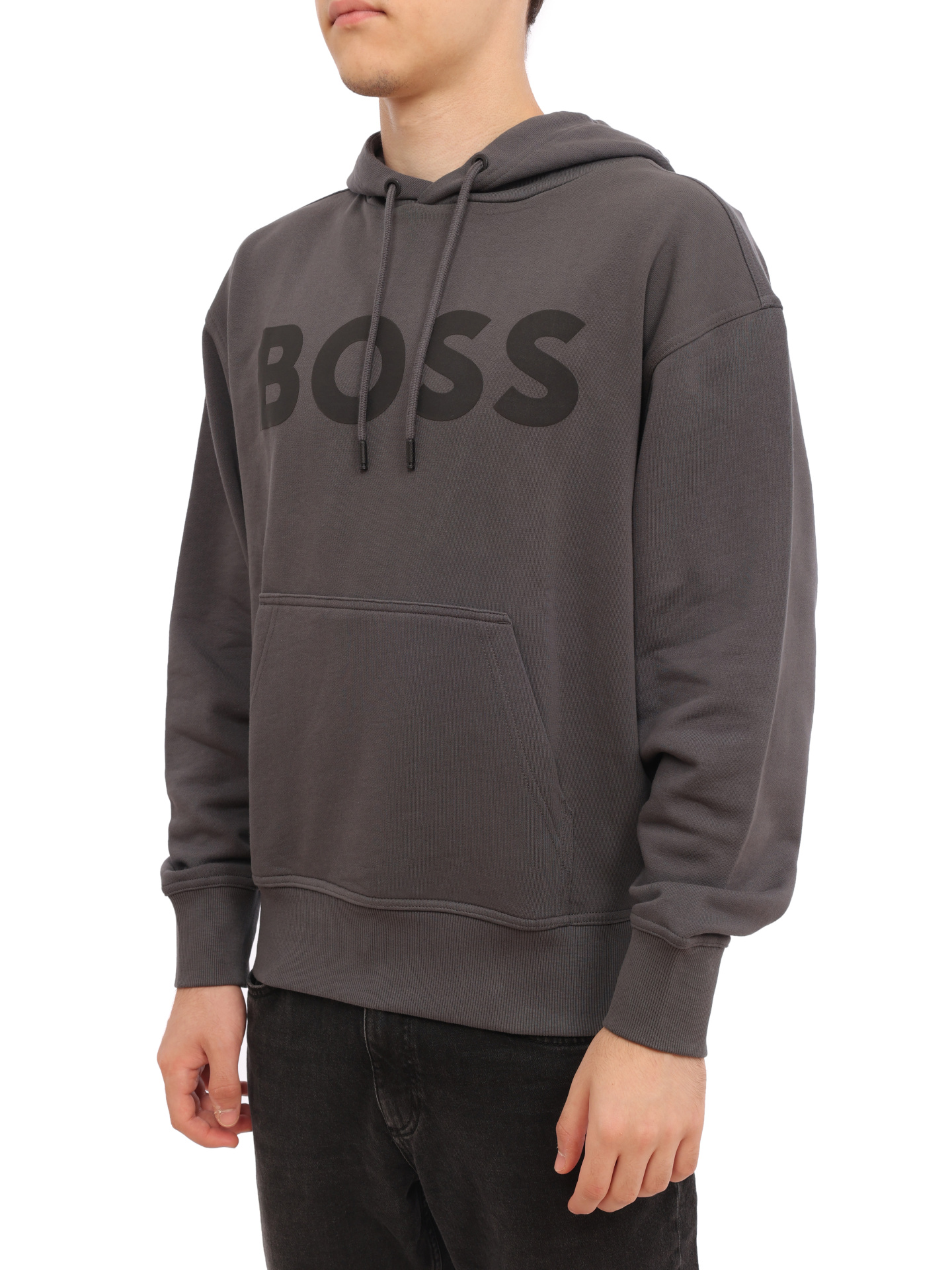 Толстовка Boss 50487134 022 темно-серая мужская с логотипом — купить в интернет-магазине Verdistore