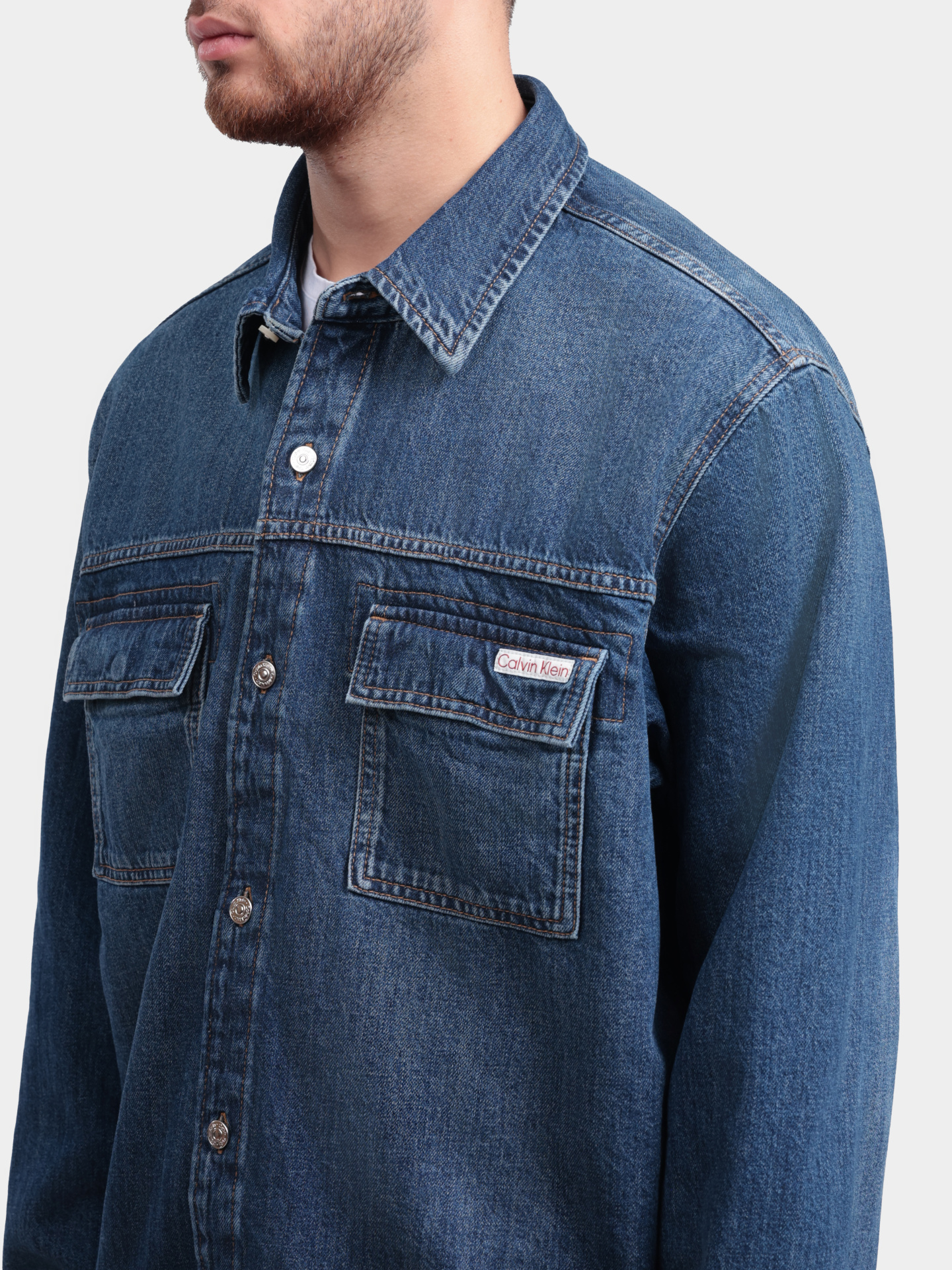 Рубашка Calvin Klein Jeans LV04RF904G XCY джинсовая мужская — купить в интернет-магазине Verdistore