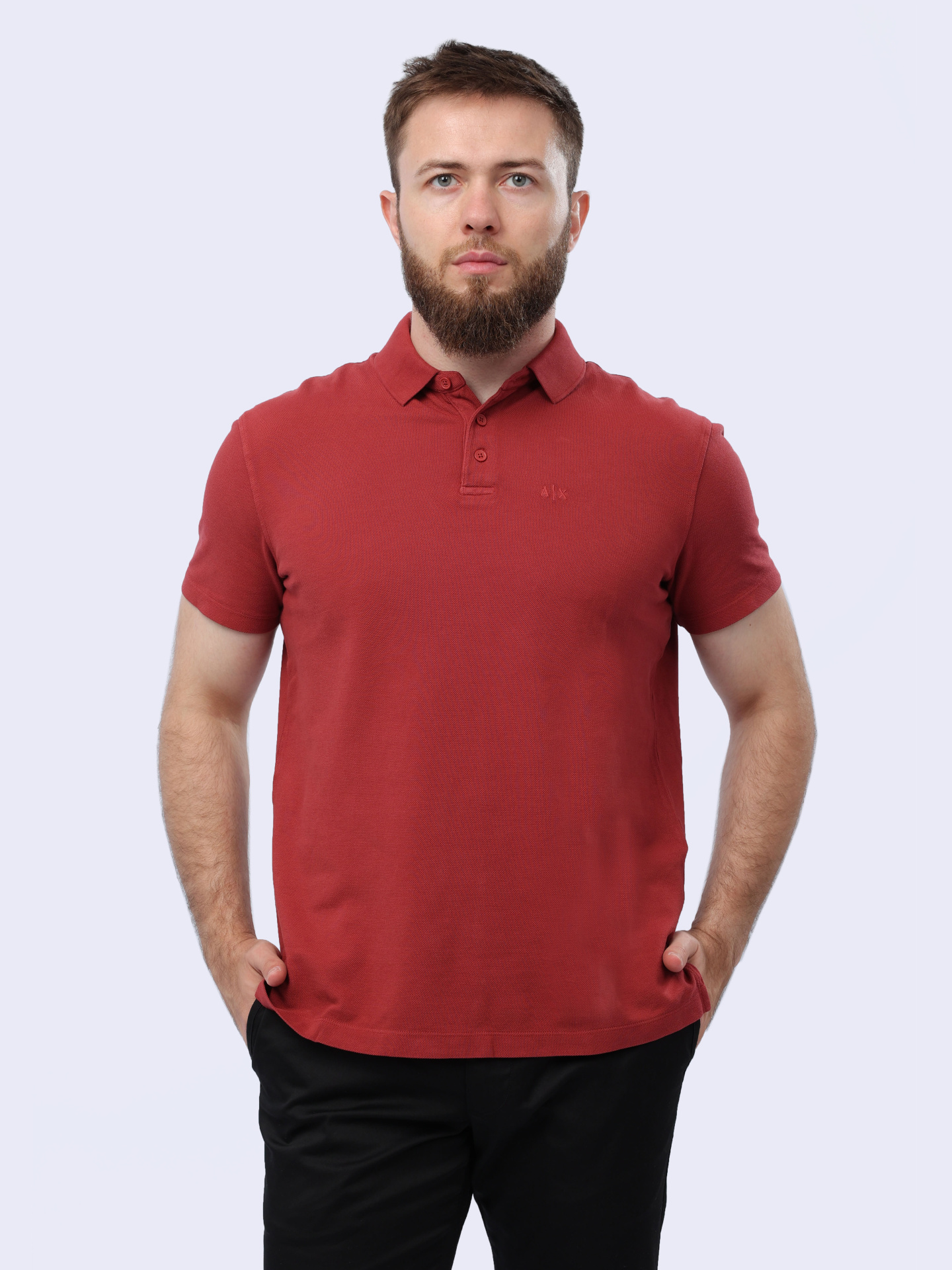 Поло Armani Exchange 3DZFAB ZJXUZ 14BM красное мужское из хлопка — купить в интернет-магазине Verdistore