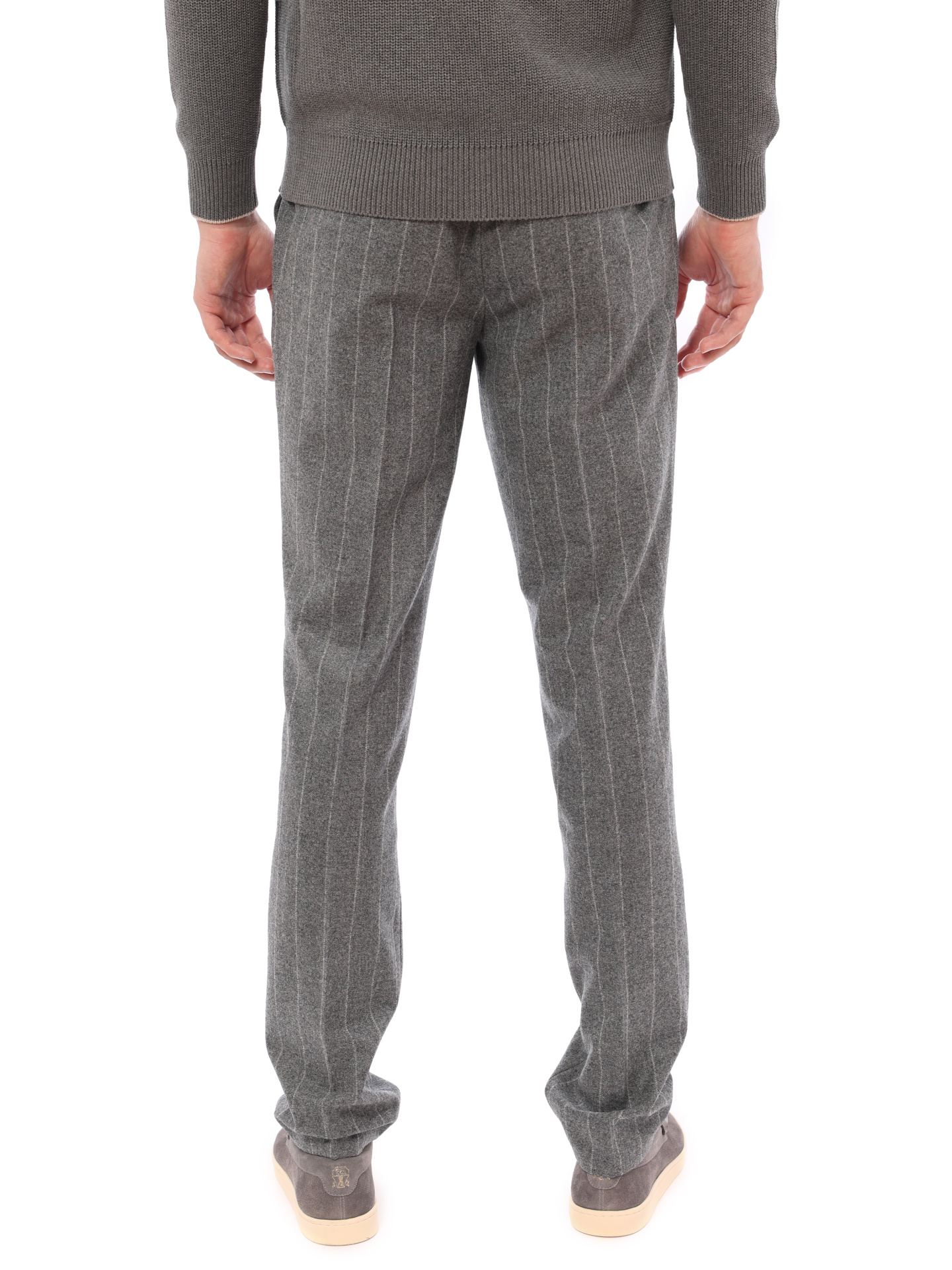Брюки Brunello Cucinelli ME259E1740 C001 серые мужские в полоску — купить в интернет-магазине Verdistore