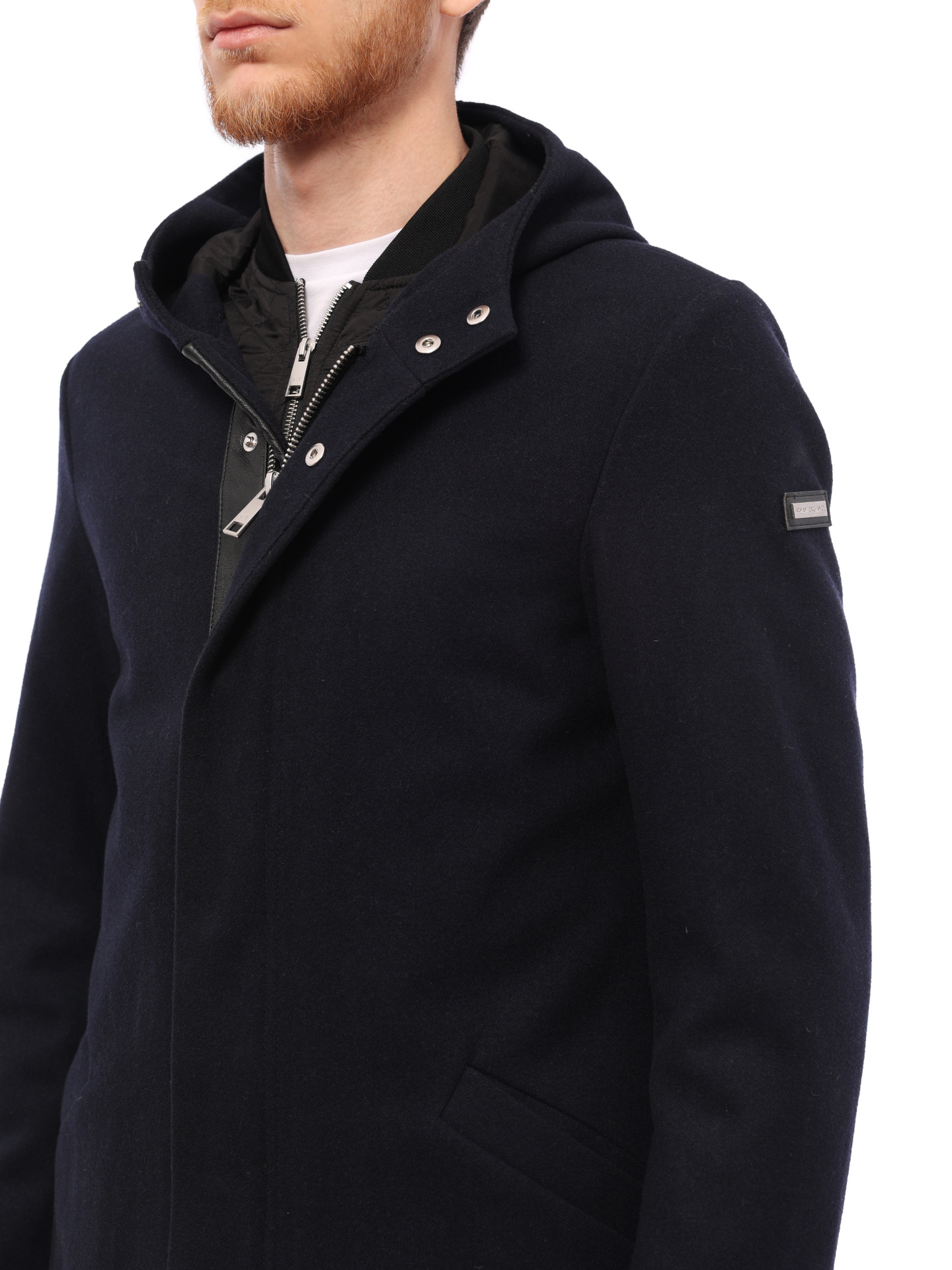 Пальто Armani Exchange 6ZZL06 ZNQUZ темно-синее мужское с капюшоном — купить в интернет-магазине Verdistore