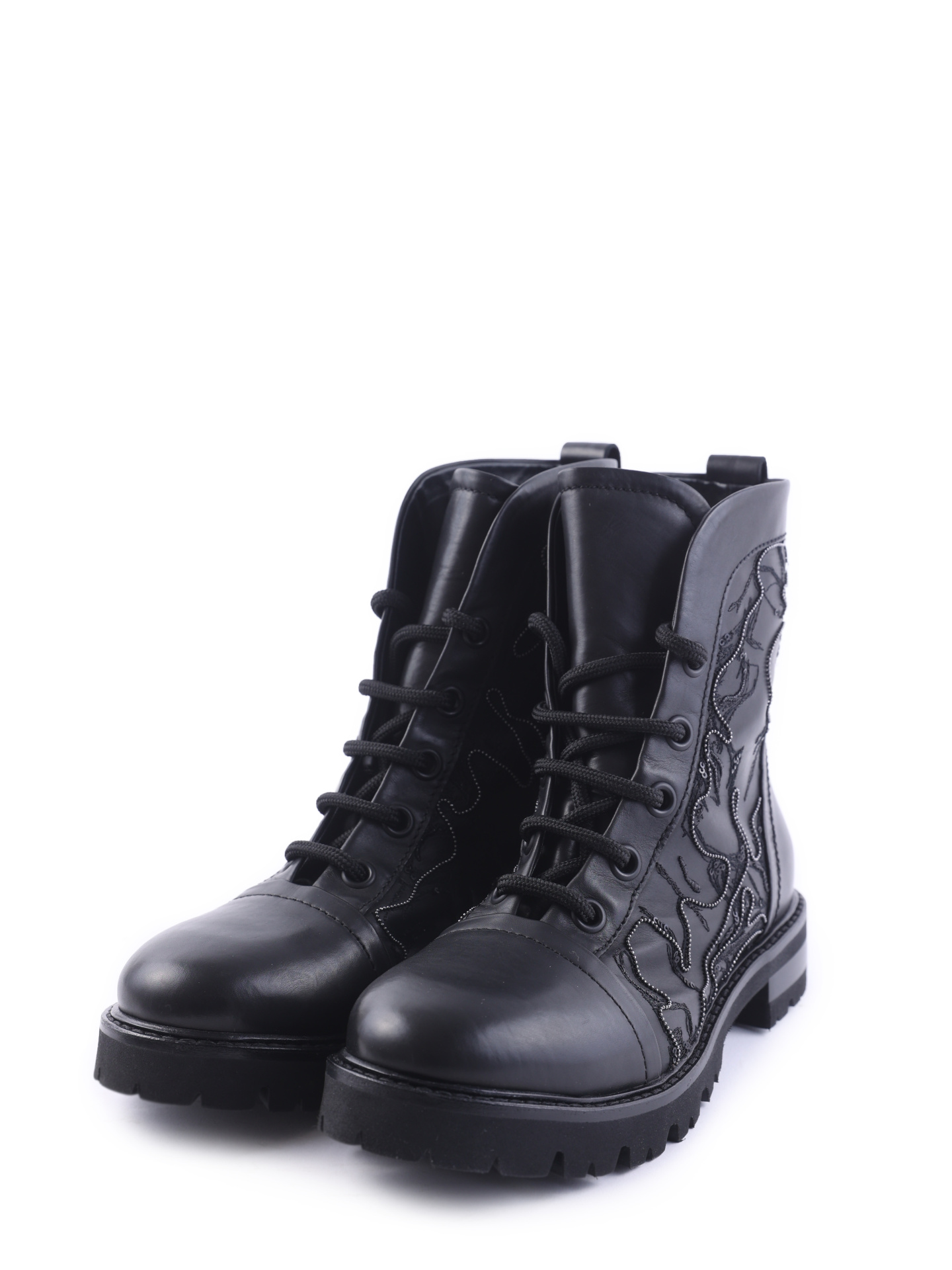 Ботинки AGL 716553 черные женские с вышивкой — купить в интернет-магазине Verdistore