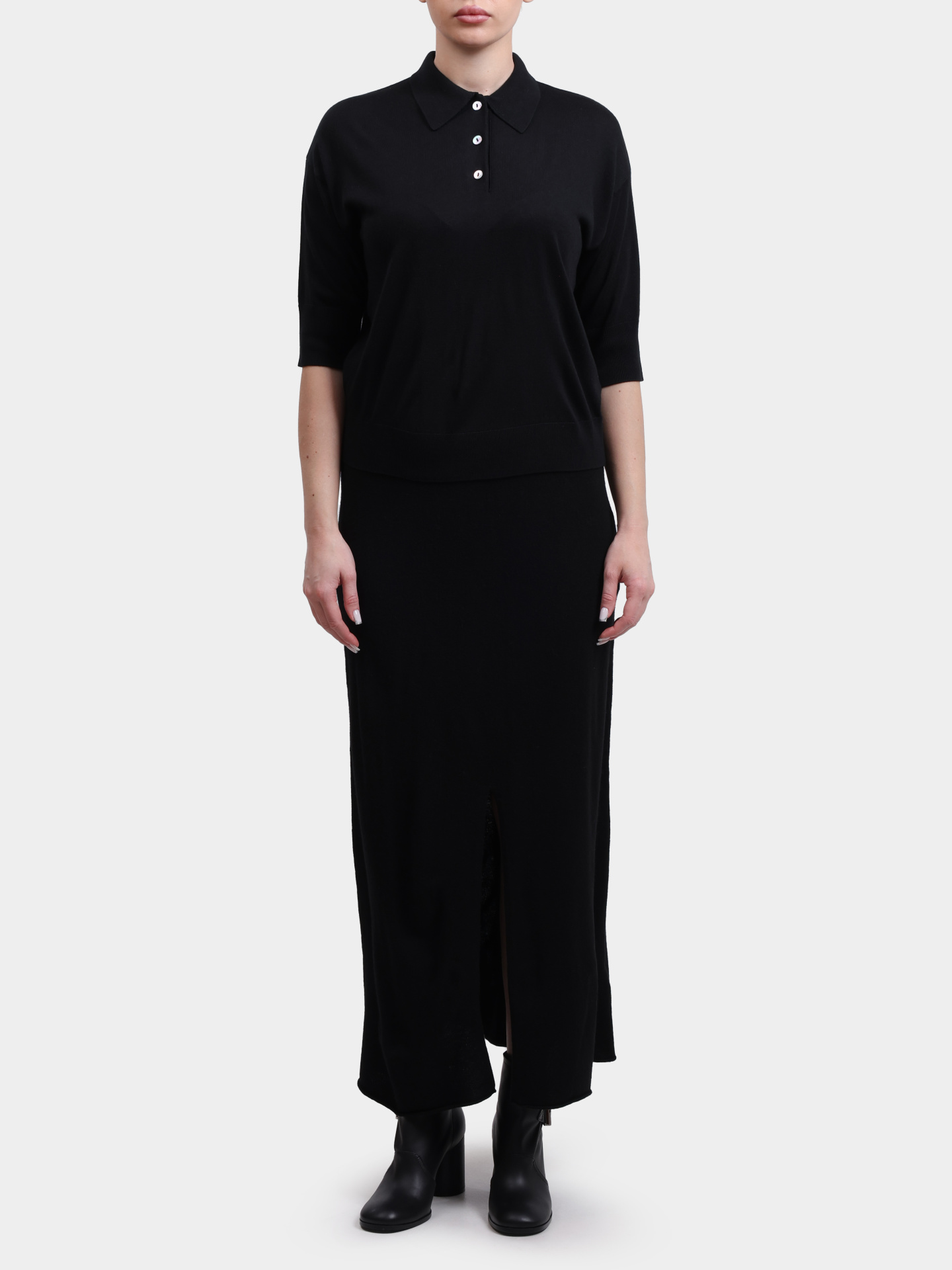 Поло Alpha Studio FE-7852B 3002 черное женское прямого кроя — купить в интернет-магазине Verdistore