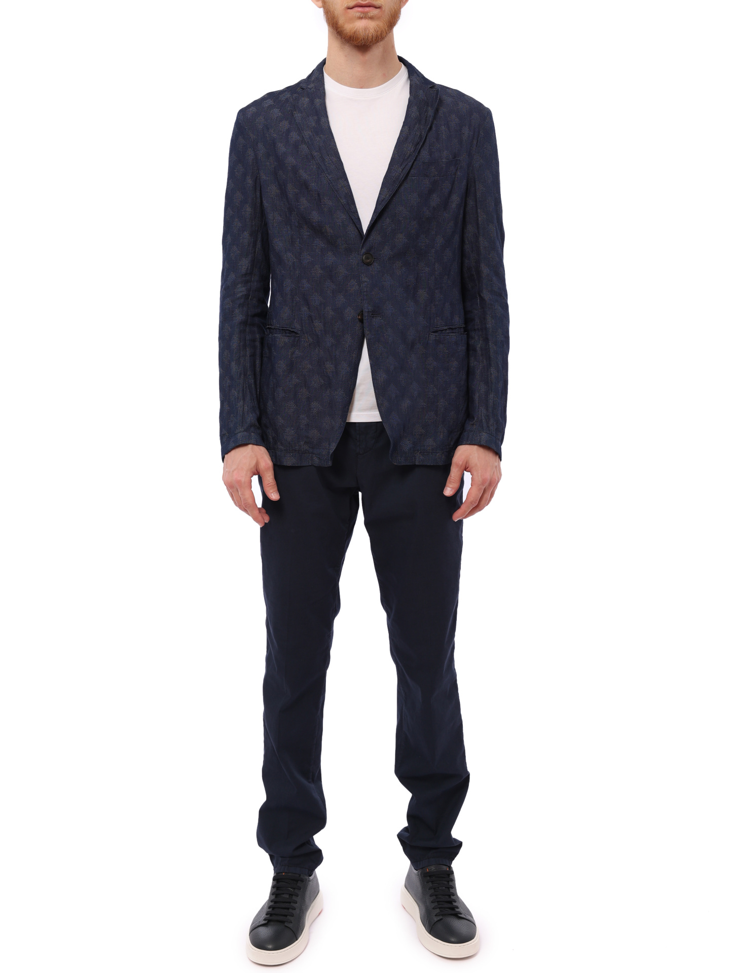 Брюки темно-синие хлопковые с поясом на кулиске — купить в интернет-магазине Verdistore