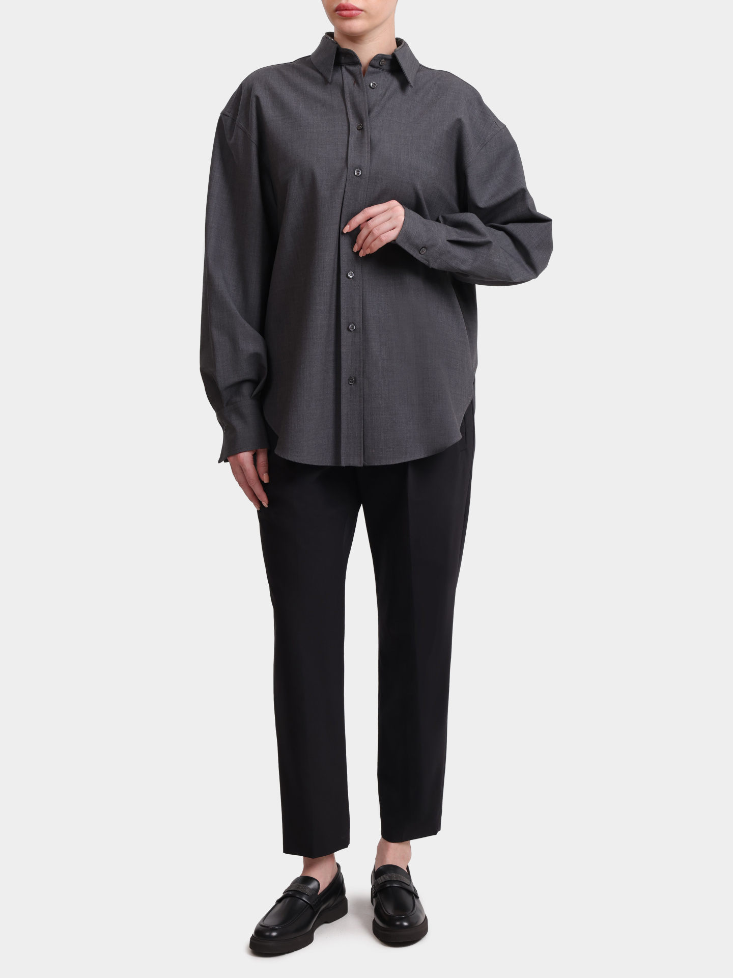 Брюки Brunello Cucinelli M0W07B1031 С101 черные женские из шерсти — купить в интернет-магазине Verdistore