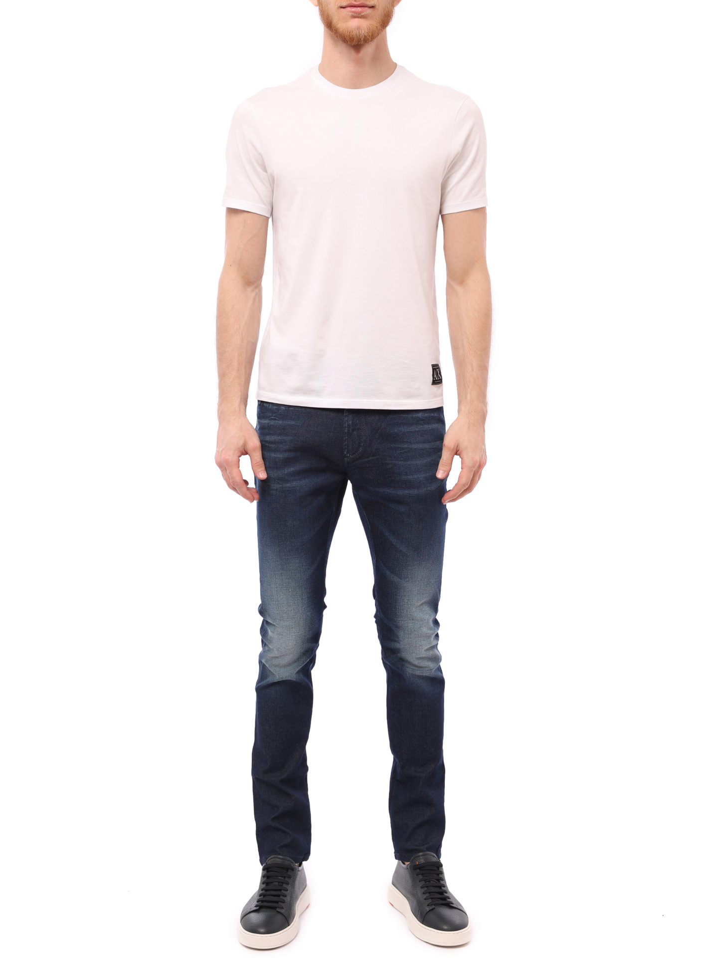 Джинсы Armani Exchange 6ZZJ22 синие мужские с потертостями — купить в интернет-магазине Verdistore