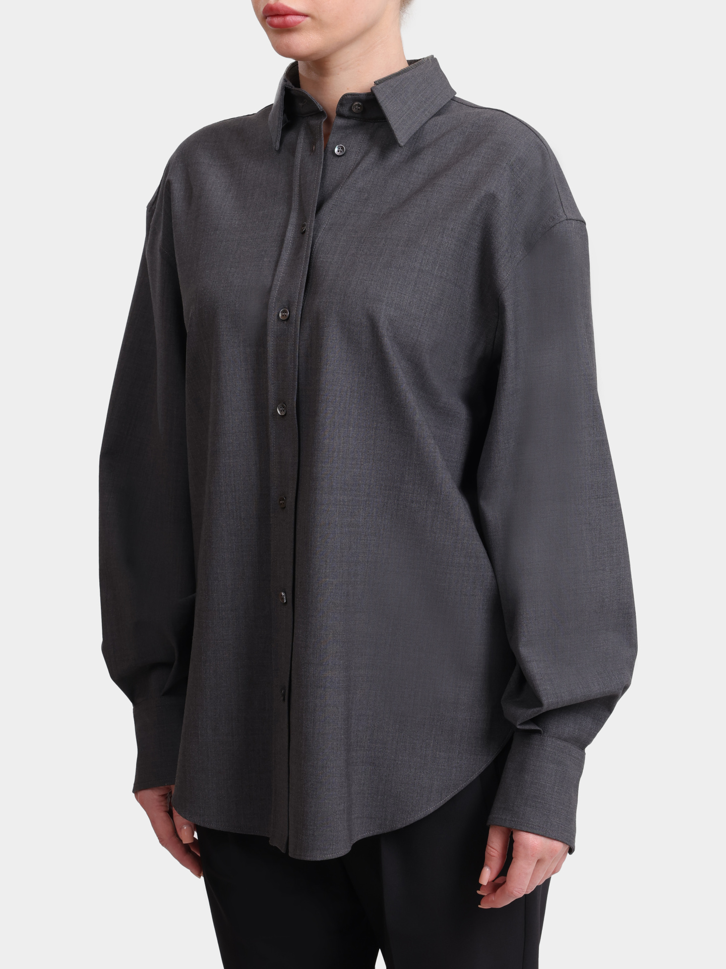 Рубашка Brunello Cucinelli M0W07MK916 C4078 темно-серая женская шерстяная — купить в интернет-магазине Verdistore