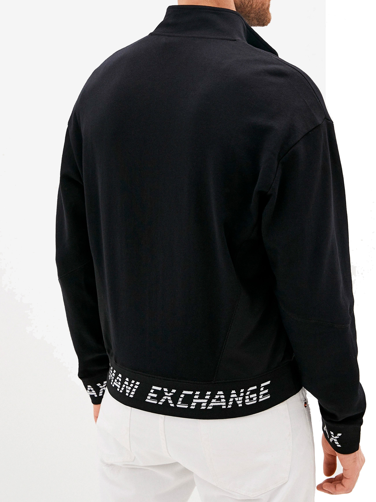 Мастерка Armani Exchange 3HZMFL ZJBAZ 1200 черная мужская с контрастным логотипом — купить в интернет-магазине Verdistore