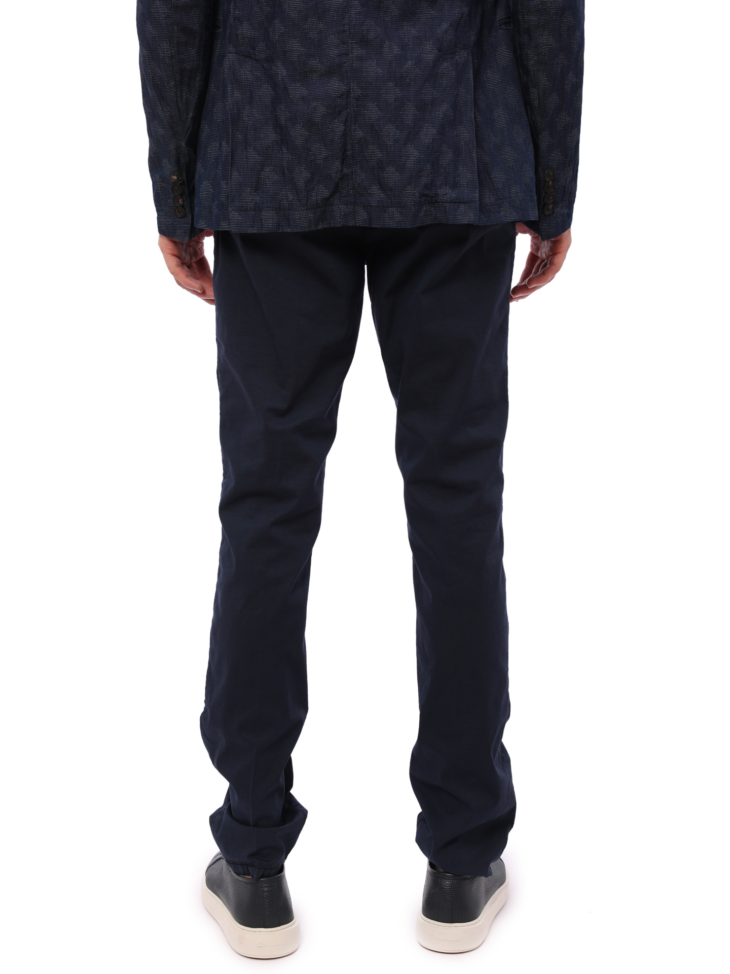 Брюки темно-синие хлопковые с поясом на кулиске — купить в интернет-магазине Verdistore