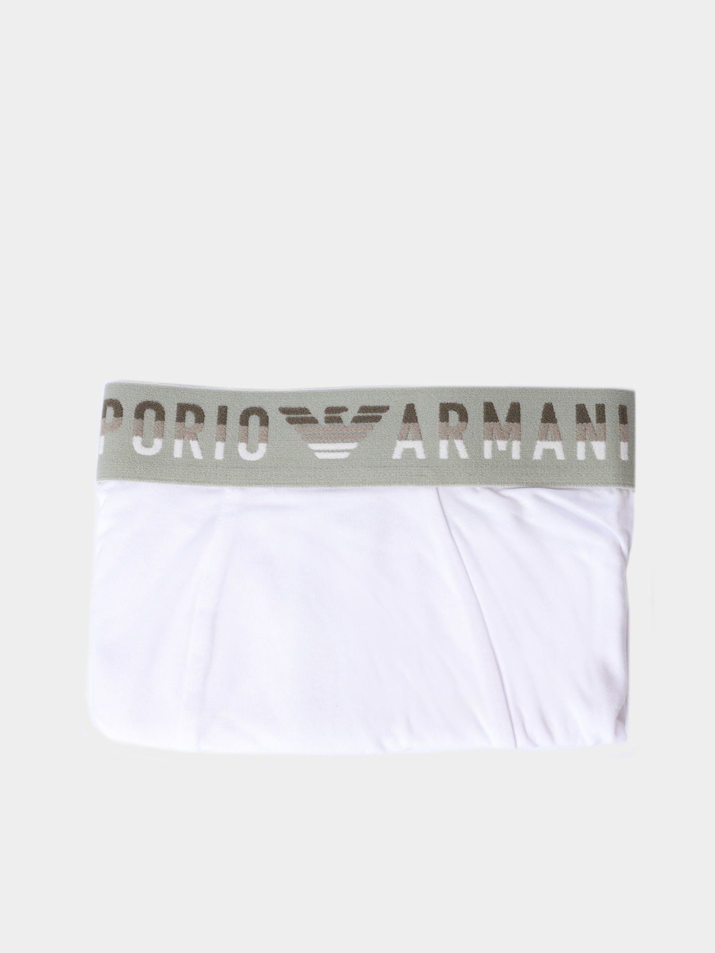 Трусы Emporio Armani EM000231 AF18894 U0002 белые мужские с логотипом на контрастном поясе — купить в интернет-магазине Verdistore