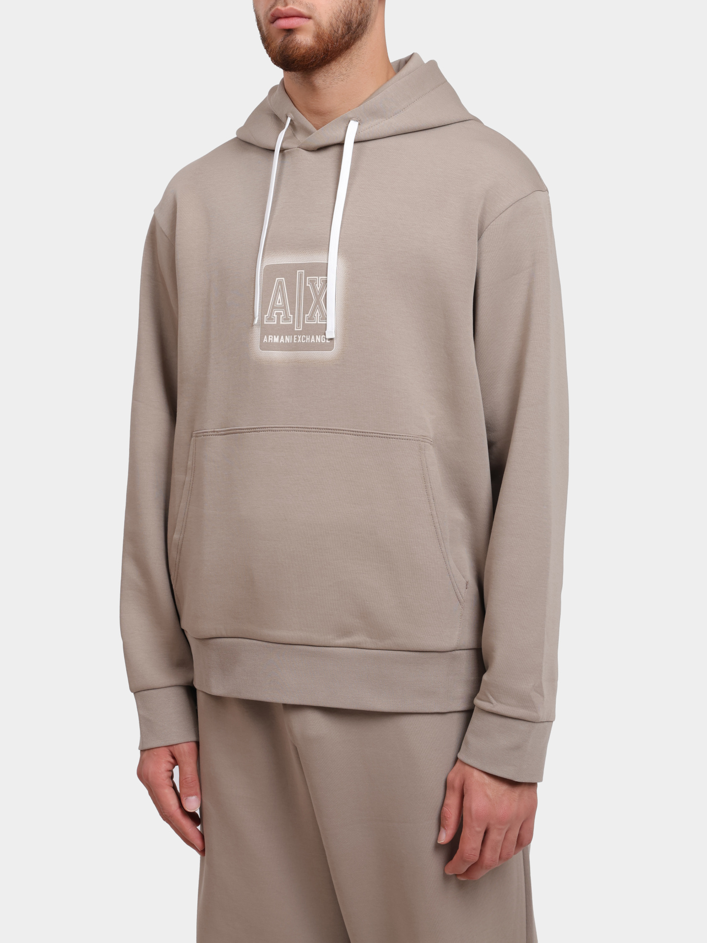 Худи Armani Exchange XM000482 AF10818 U6167 бежевое мужское с логотипом — купить в интернет-магазине Verdistore