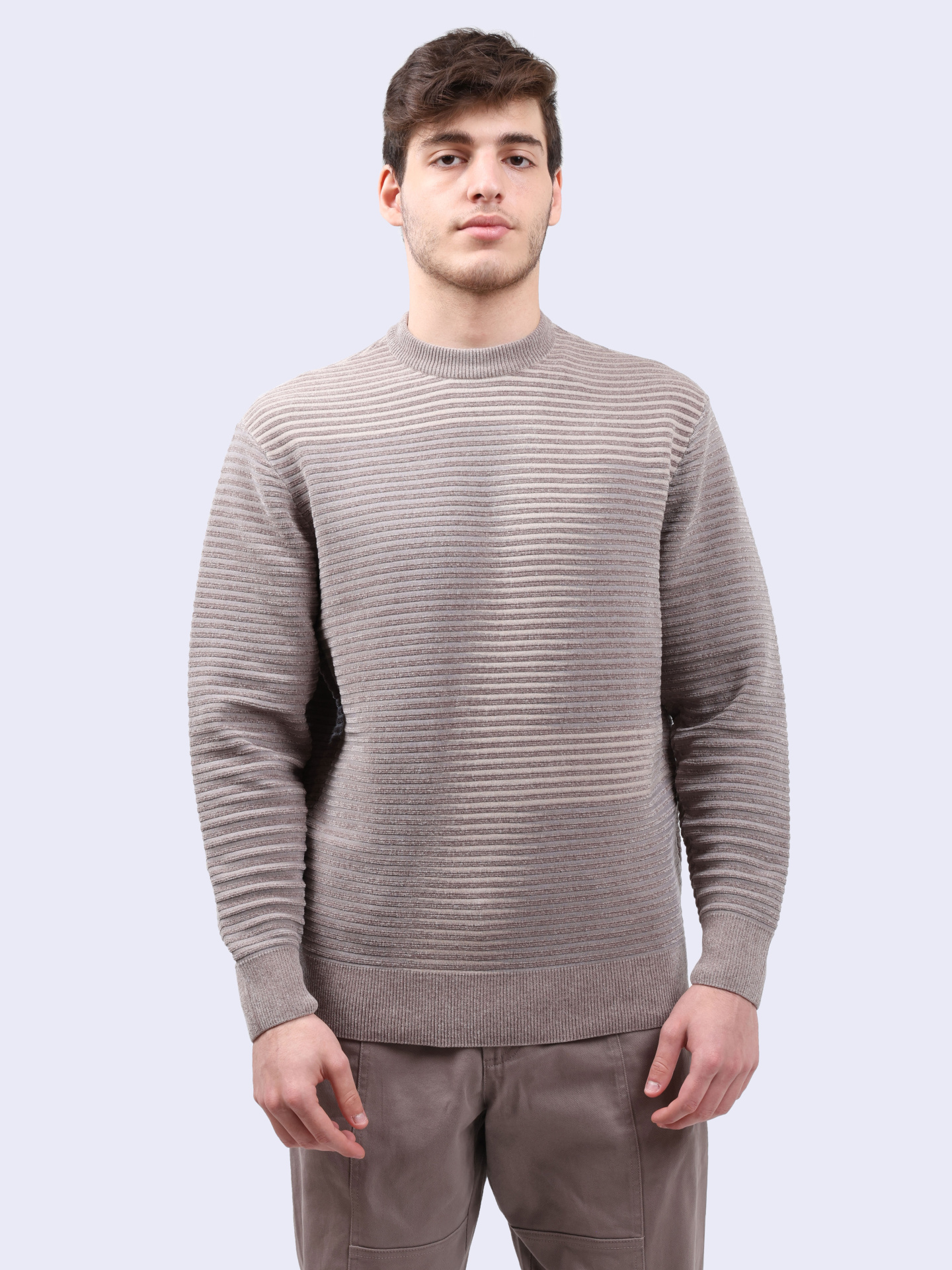 Свитер Armani Exchange 6DZM2P ZM4PZ 17AC бежевый мужской в полоску — купить в интернет-магазине Verdistore