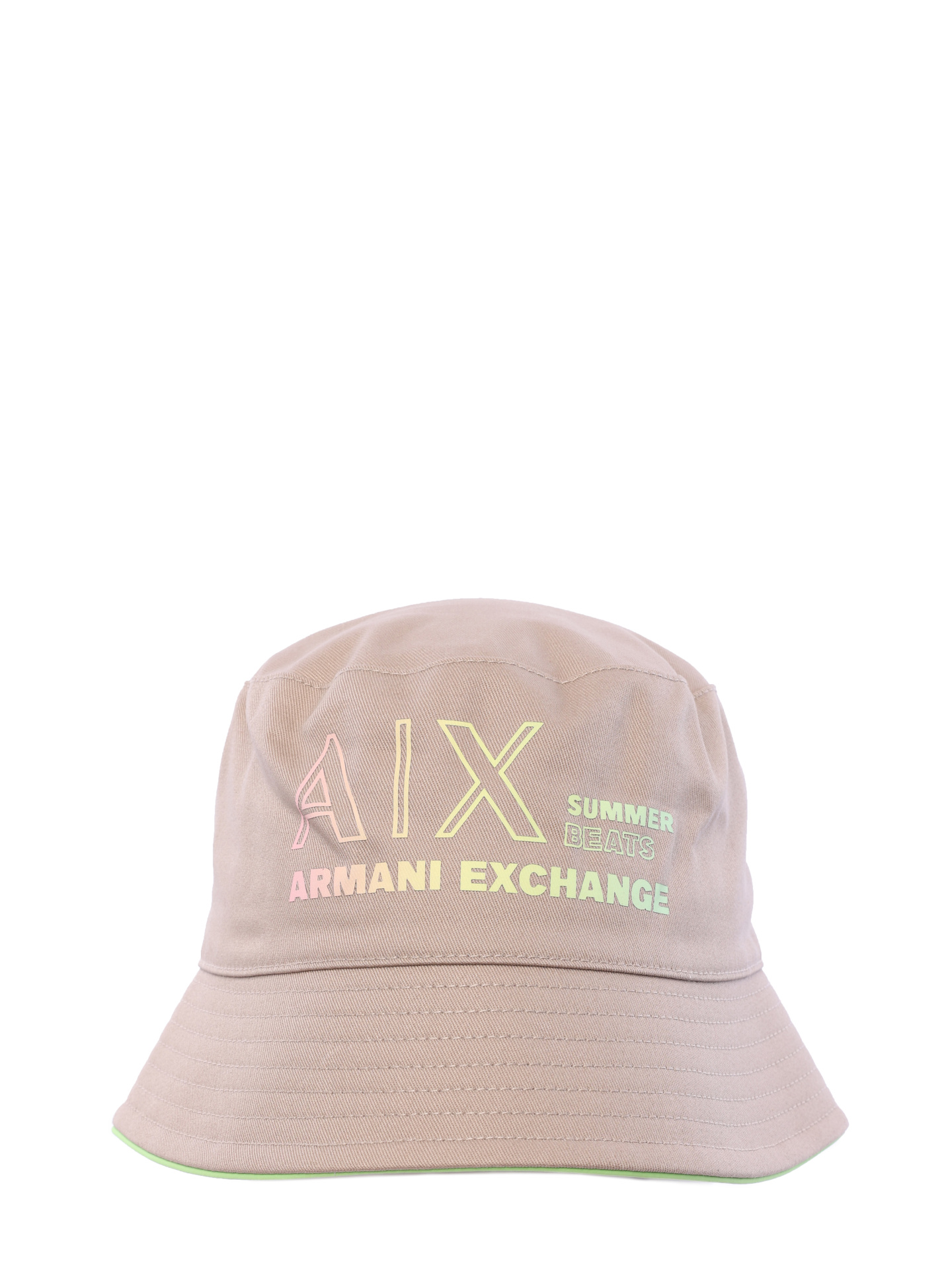 Панама Armani Exchange 954704 3R110 08251 хлопковая бежевая с логотипом — купить в интернет-магазине Verdistore