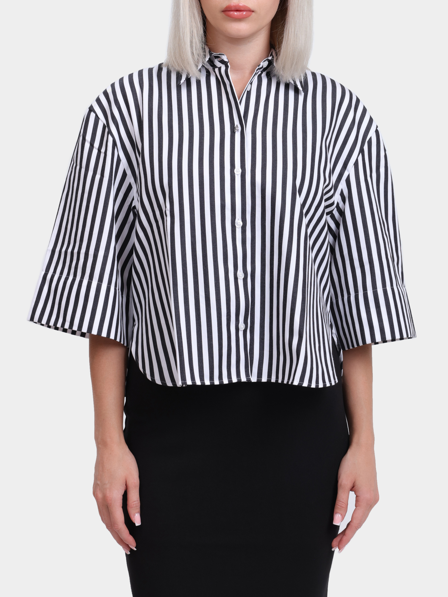 Рубашка Hugo 50539904 988 укороченная женская в полоску — купить в интернет-магазине Verdistore