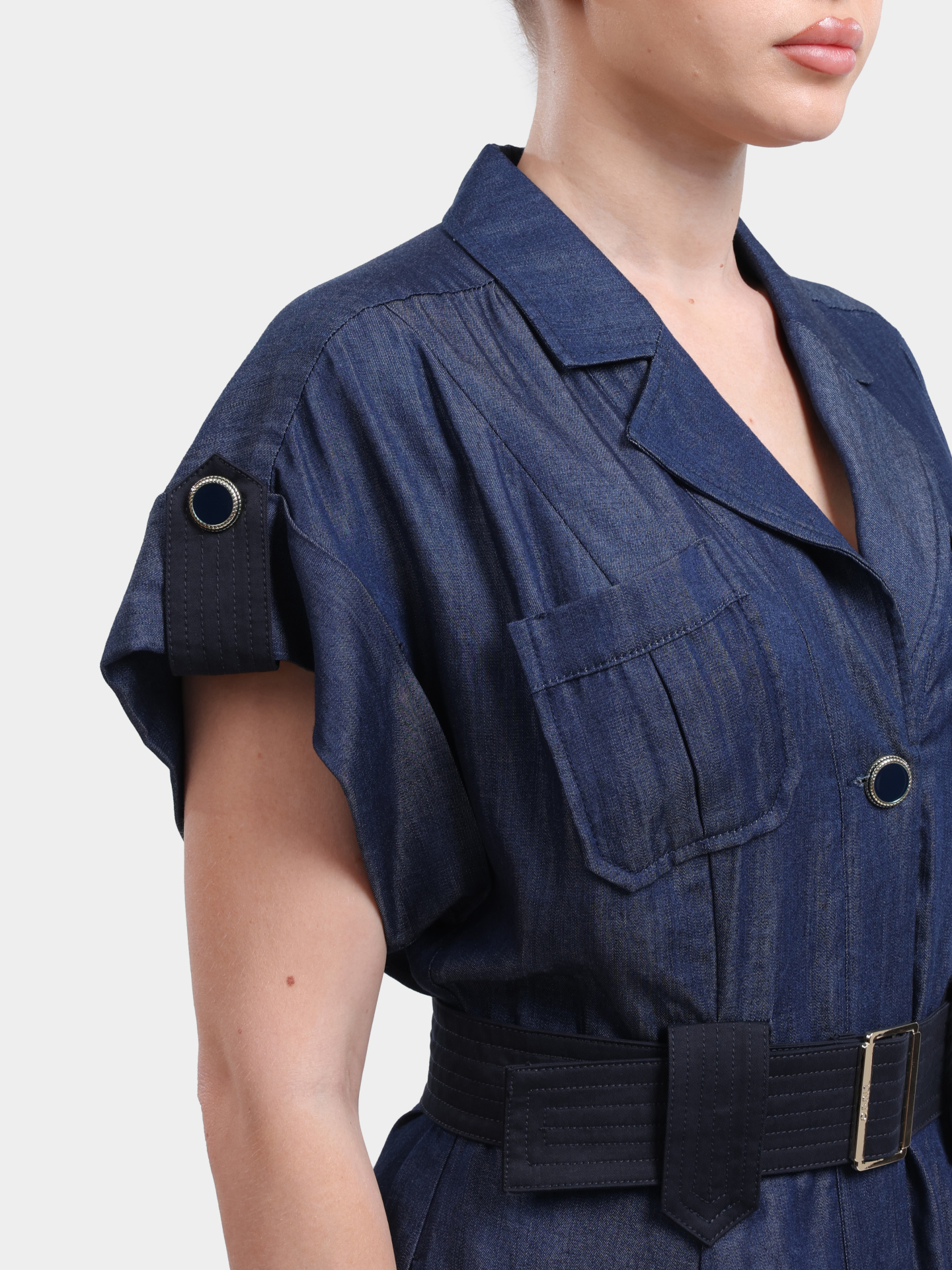 Платье Liu-Jo BLUE DENIM UA6315 D0335 77000 женское с крупным поясом и накладными карманами — купить в интернет-магазине Verdistore