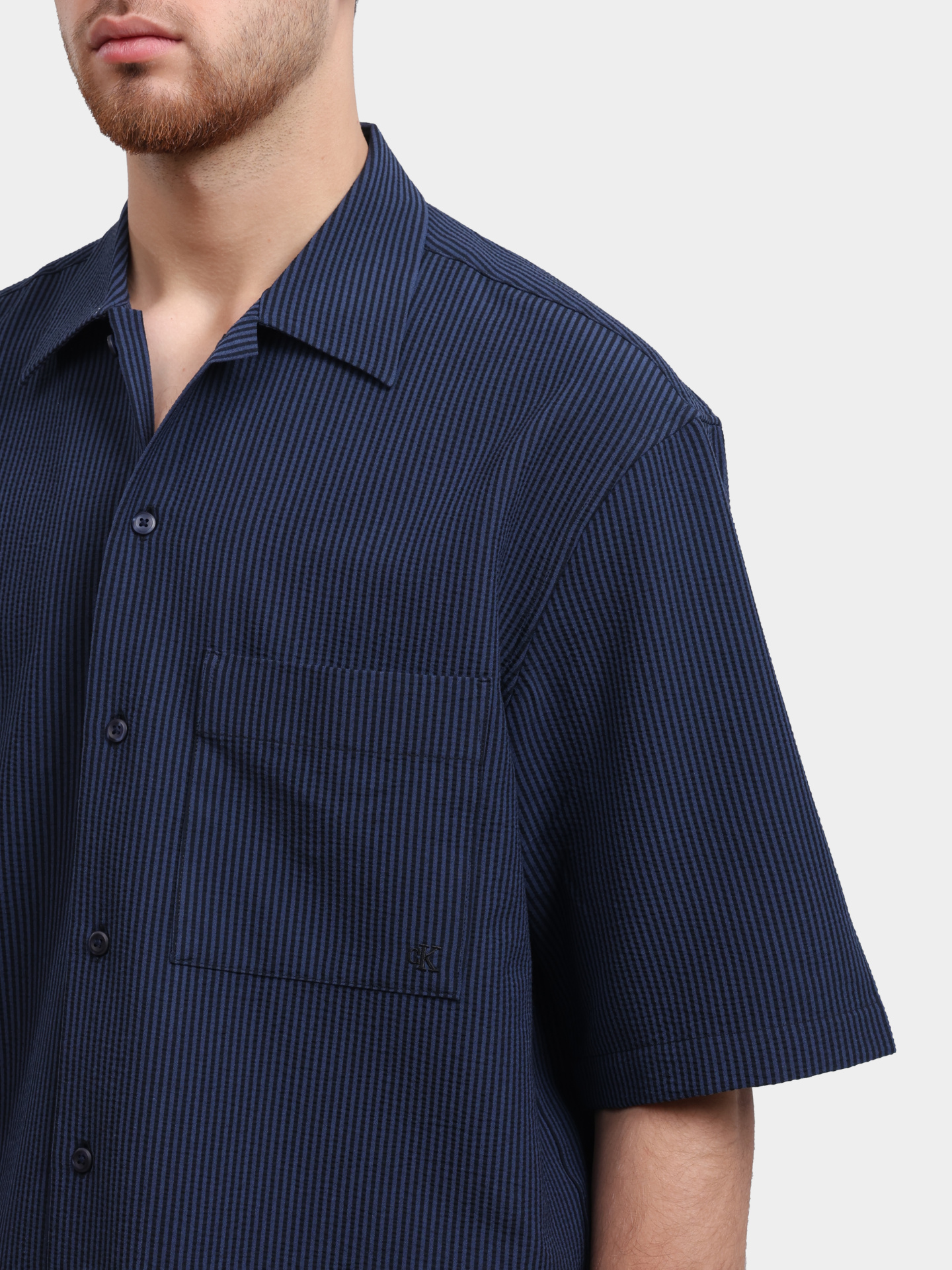 Рубашка Calvin Klein Jeans LV04RB107G CEF хлопковая мужская в полоску — купить в интернет-магазине Verdistore