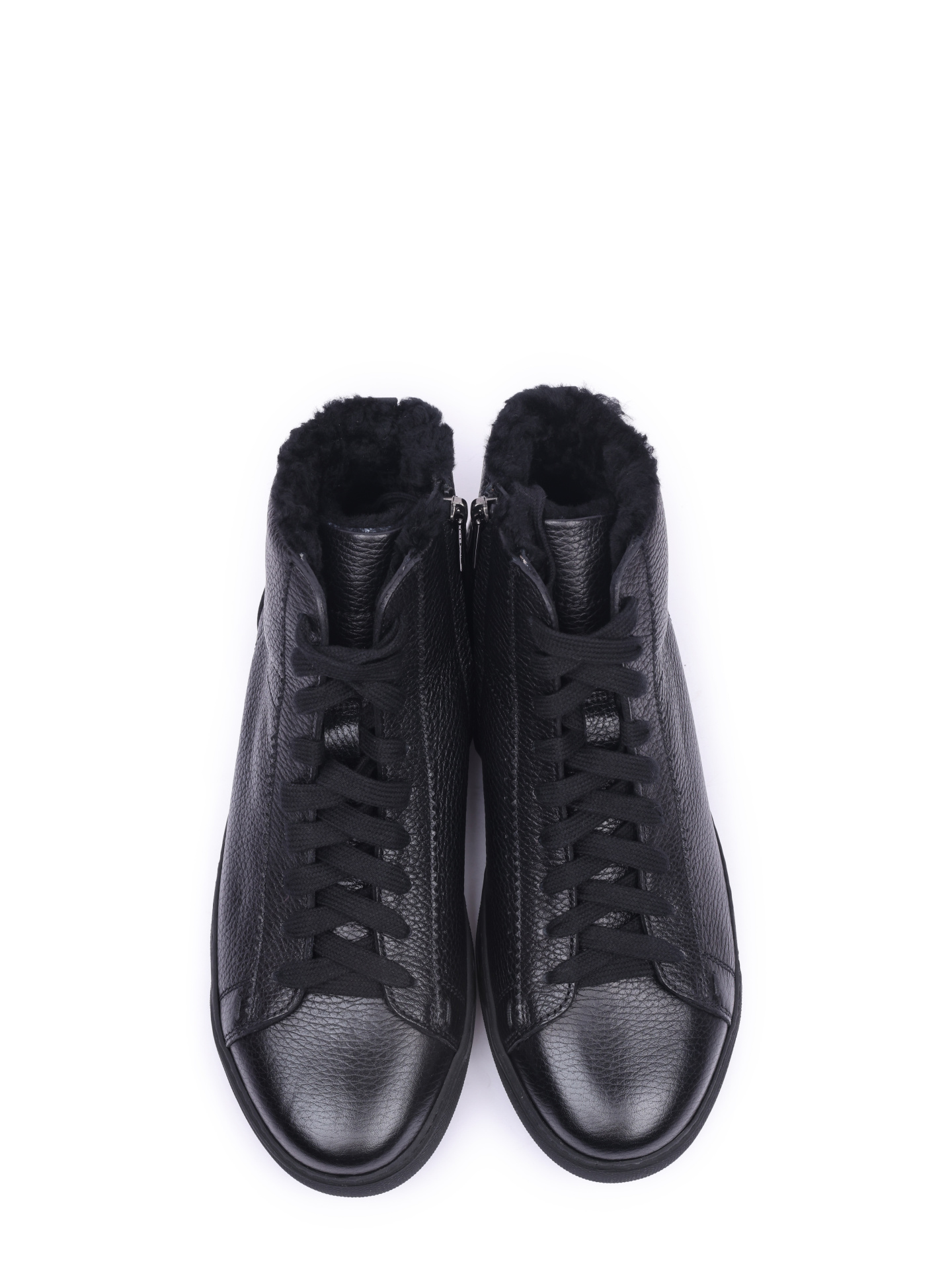 Высокие кеды кожаные черные на шнуровке  — купить в интернет-магазине Verdistore