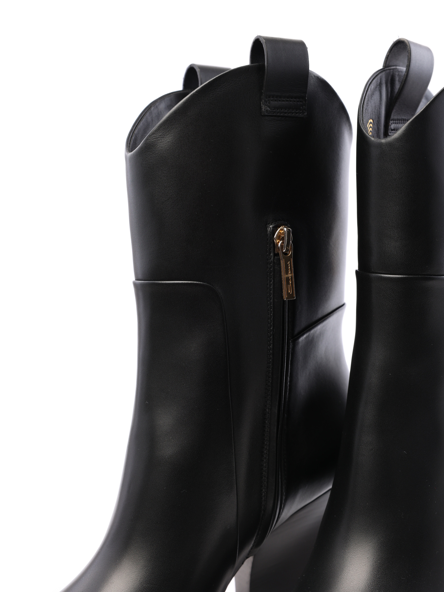 Казаки Santoni WTOP59604HI3BLGAN01 черыные женские из натуральной кожи — купить в интернет-магазине Verdistore