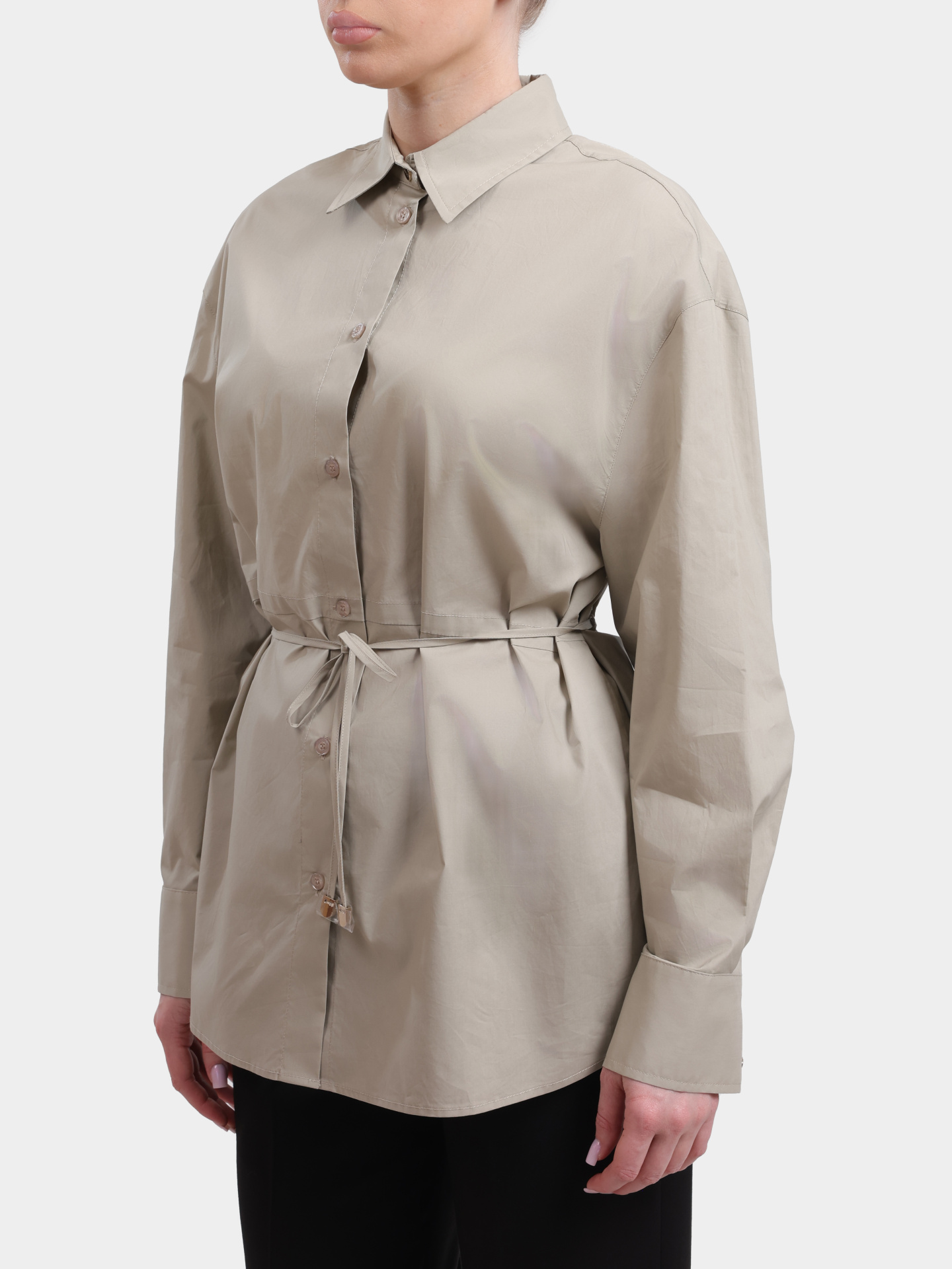 Рубашка Liu-Jo WHITE LABEL WA6324 T4853 61107 бежевая женская прямого кроя с поясом — купить в интернет-магазине Verdistore