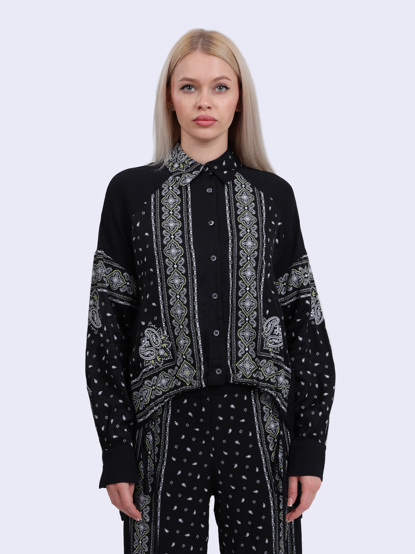 Рубашка Pinko 104664 A2CK Z1T черная женская с принтом — купить в интернет-магазине Verdistore
