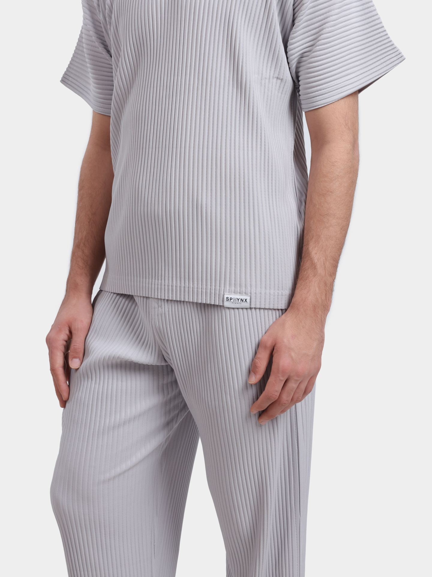 Поло Sphynx pleats 8476-2 серое мужское плиссированное  — купить в интернет-магазине Verdistore