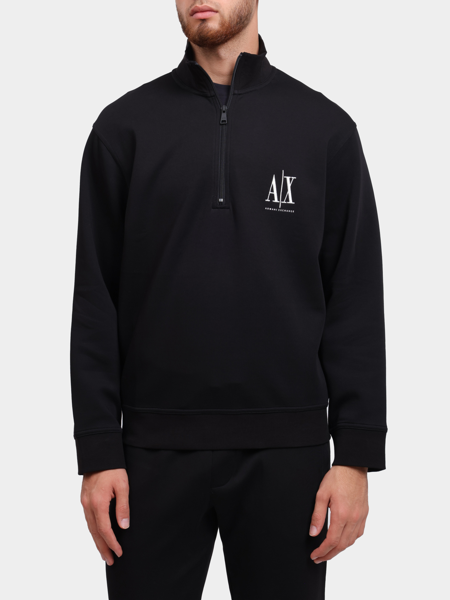 Свитшот Armani Exchange XM000370 AF10818 UC001 черный мужской с логотипом — купить в интернет-магазине Verdistore