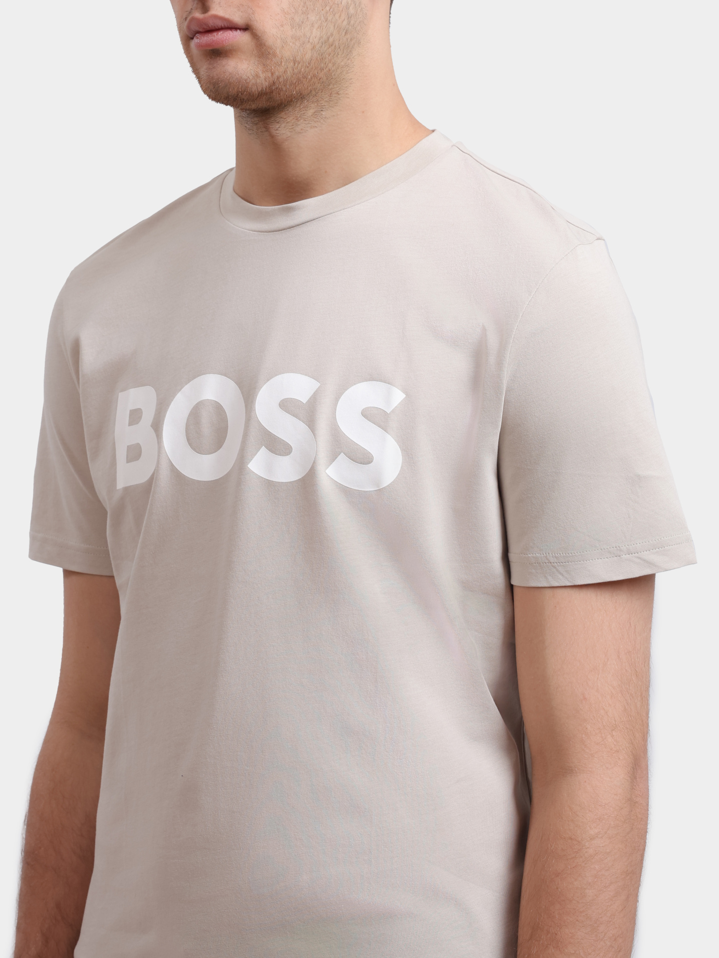 Футболка Boss 50481923 271 бежевая мужская с логотипом — купить в интернет-магазине Verdistore