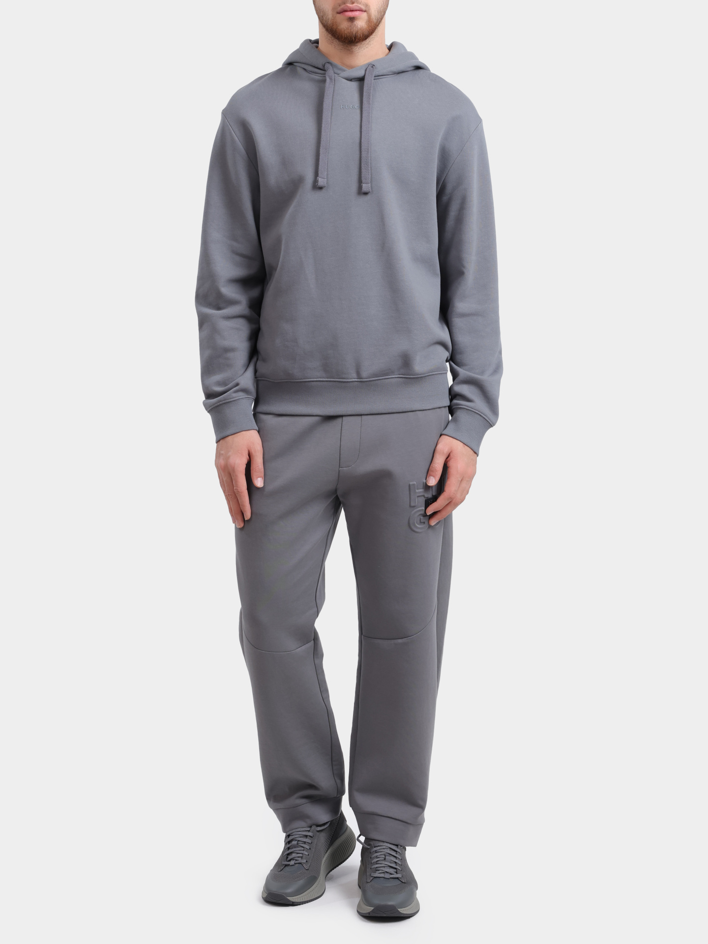 Худи Hugo Dapo 10231445 01 50486478 серое мужское — купить в интернет-магазине Verdistore