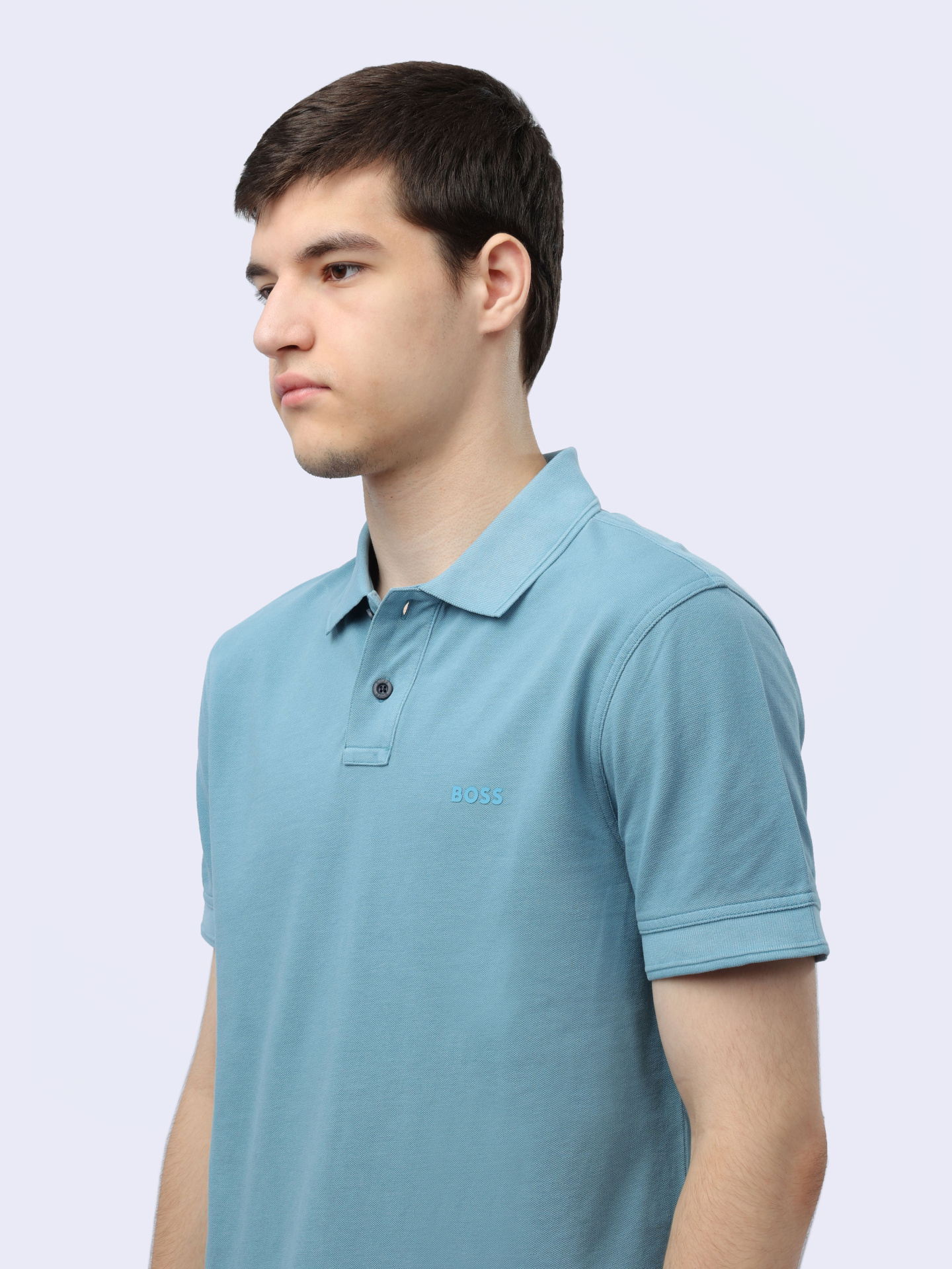Поло Boss 50507813 486 голубое мужское из хлопка — купить в интернет-магазине Verdistore