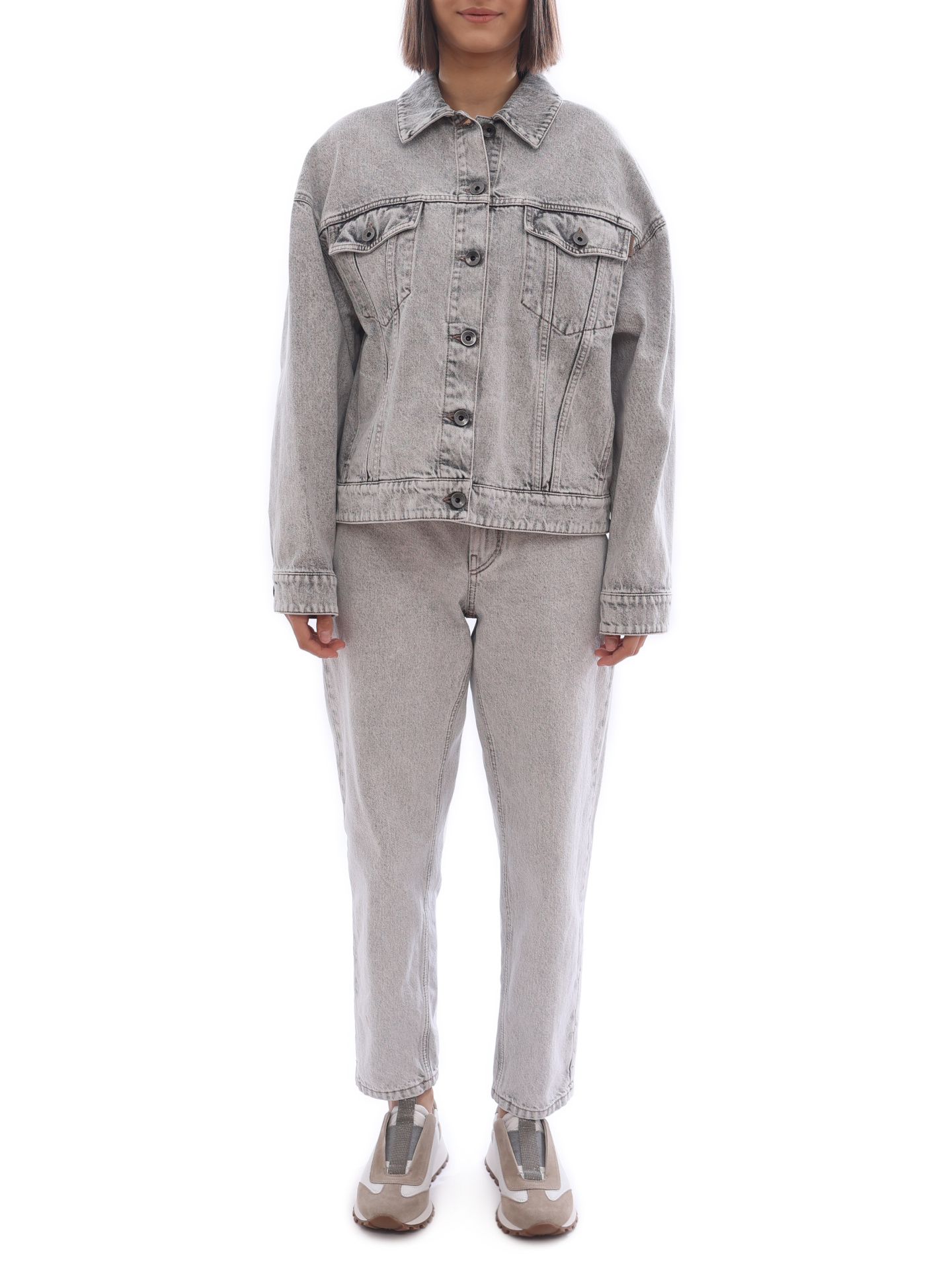 Куртка Brunello Cucinelli MA0952984 C7819 серая женская джинсовая — купить в интернет-магазине Verdistore