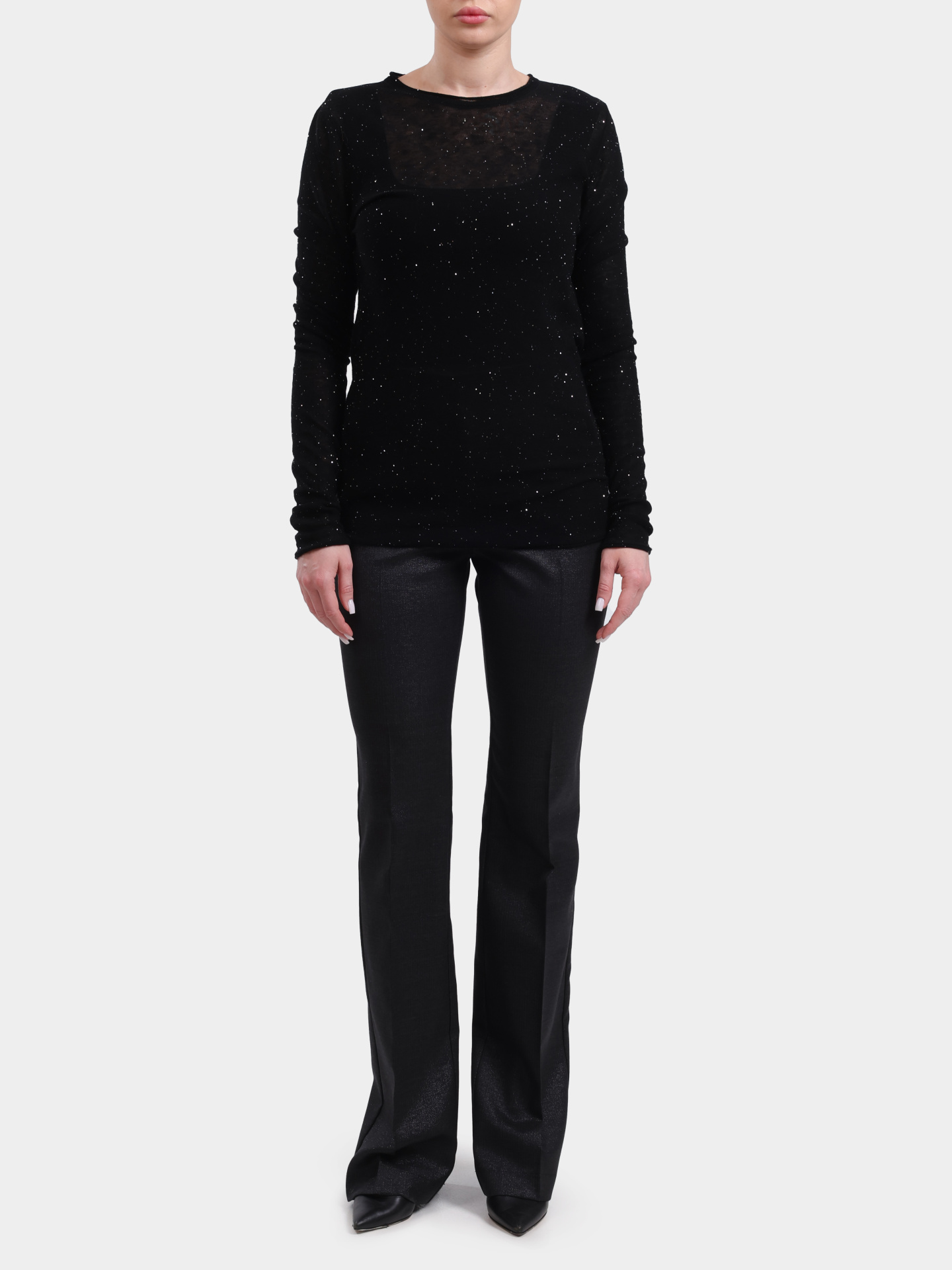 Лонгслив 105398 A2PM Z99 черный с пайетками — купить в интернет-магазине Verdistore