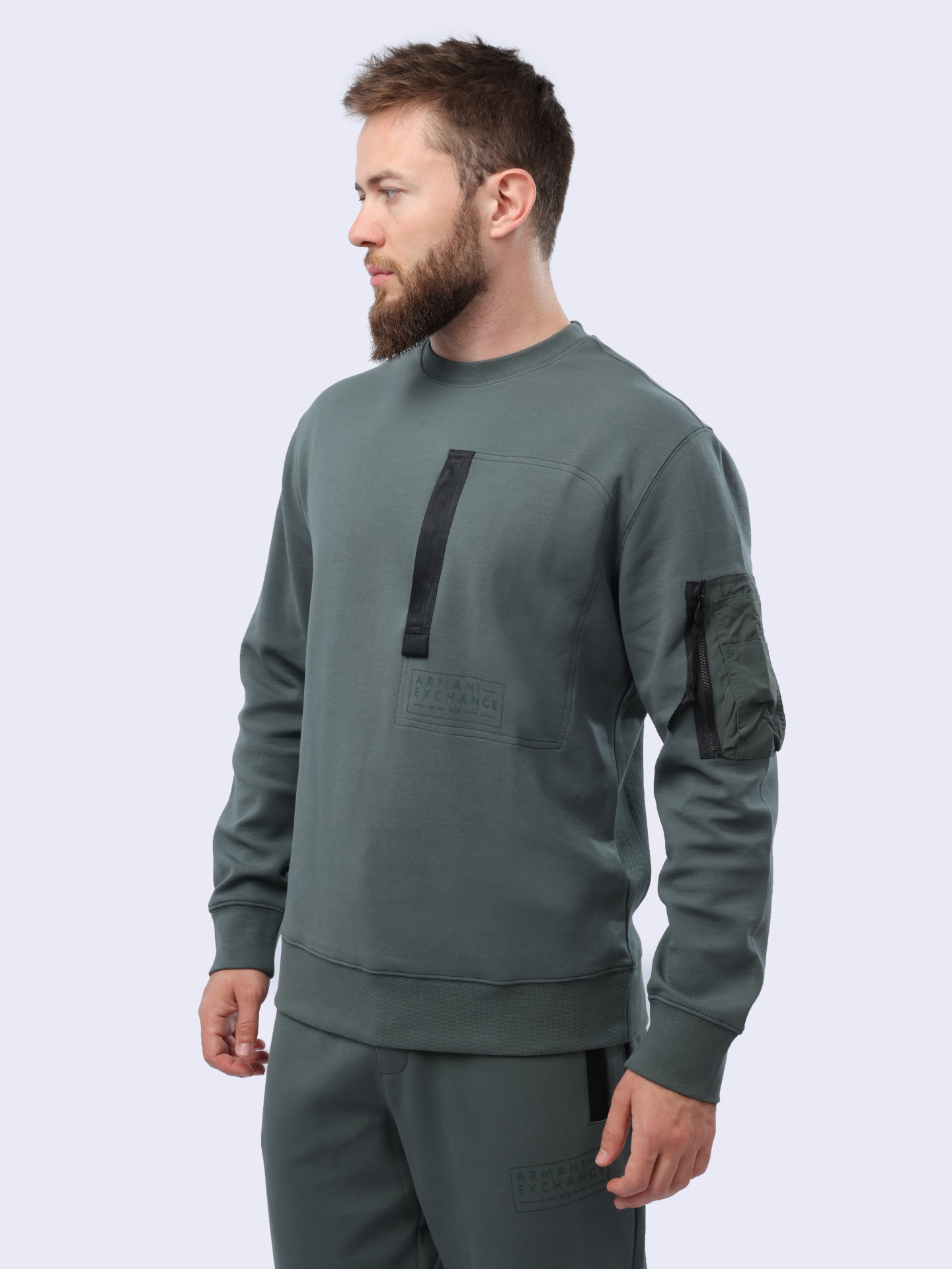 Свитшот Armani Exchange 3DZMJJ ZJXLZ 1839 темно-серый мужской с накладным карманом — купить в интернет-магазине Verdistore