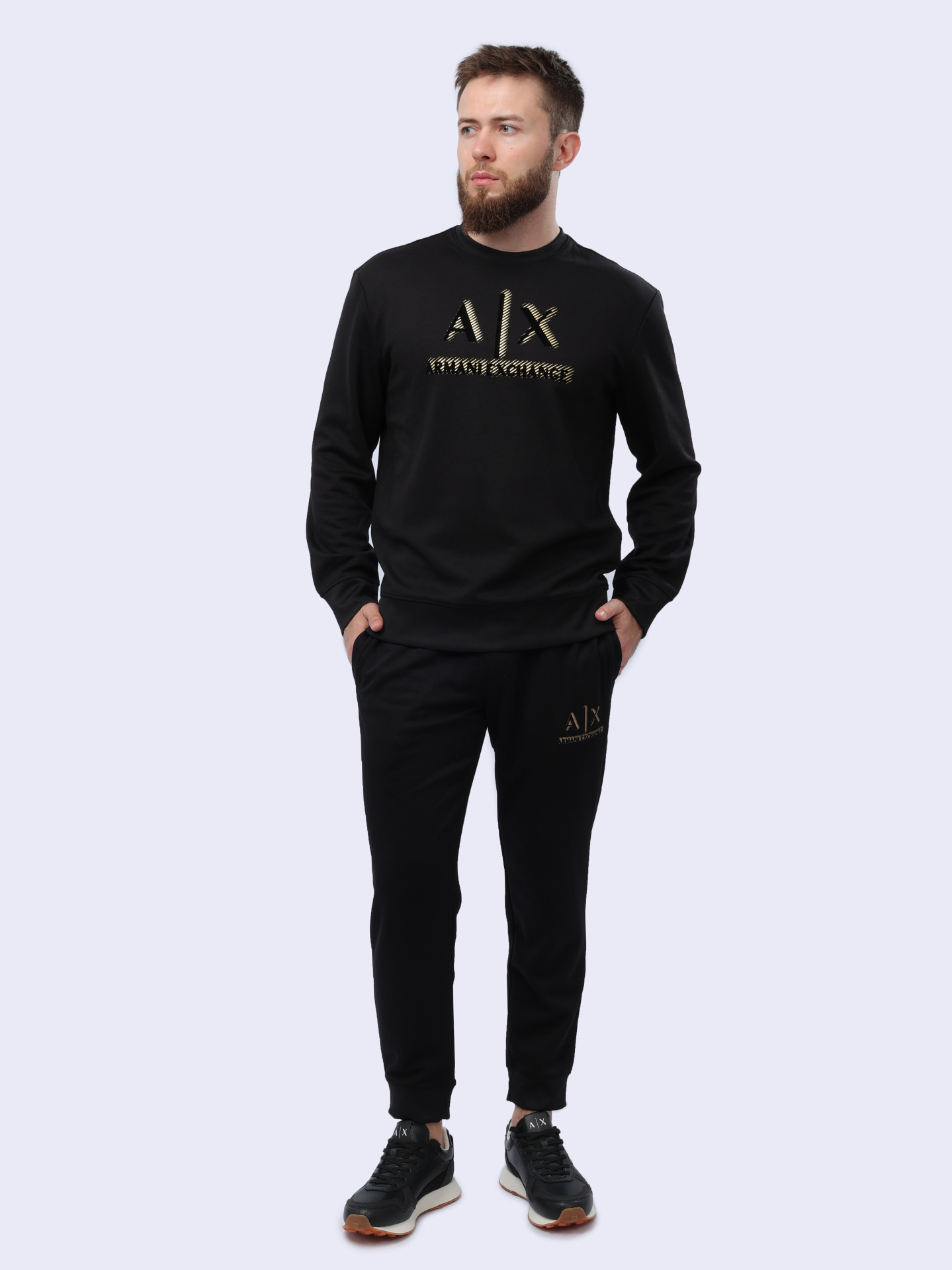Свитшот Armani Exchange 8NZMSA Z9N1Z 1200 черный мужской с логотипом — купить в интернет-магазине Verdistore