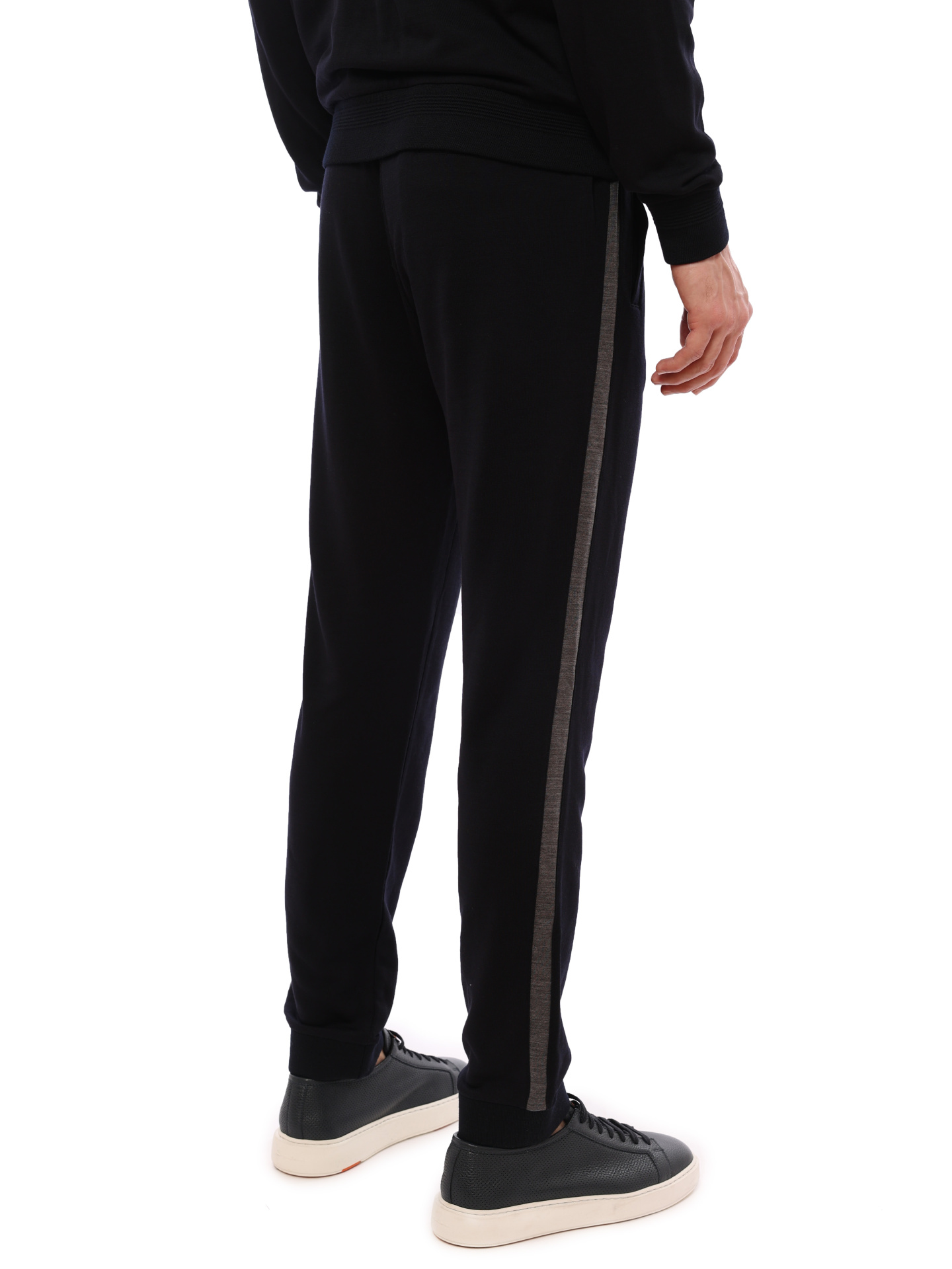 Брюки темно-синие из ультратонкой шерсти и манжетами снизу — купить в интернет-магазине Verdistore