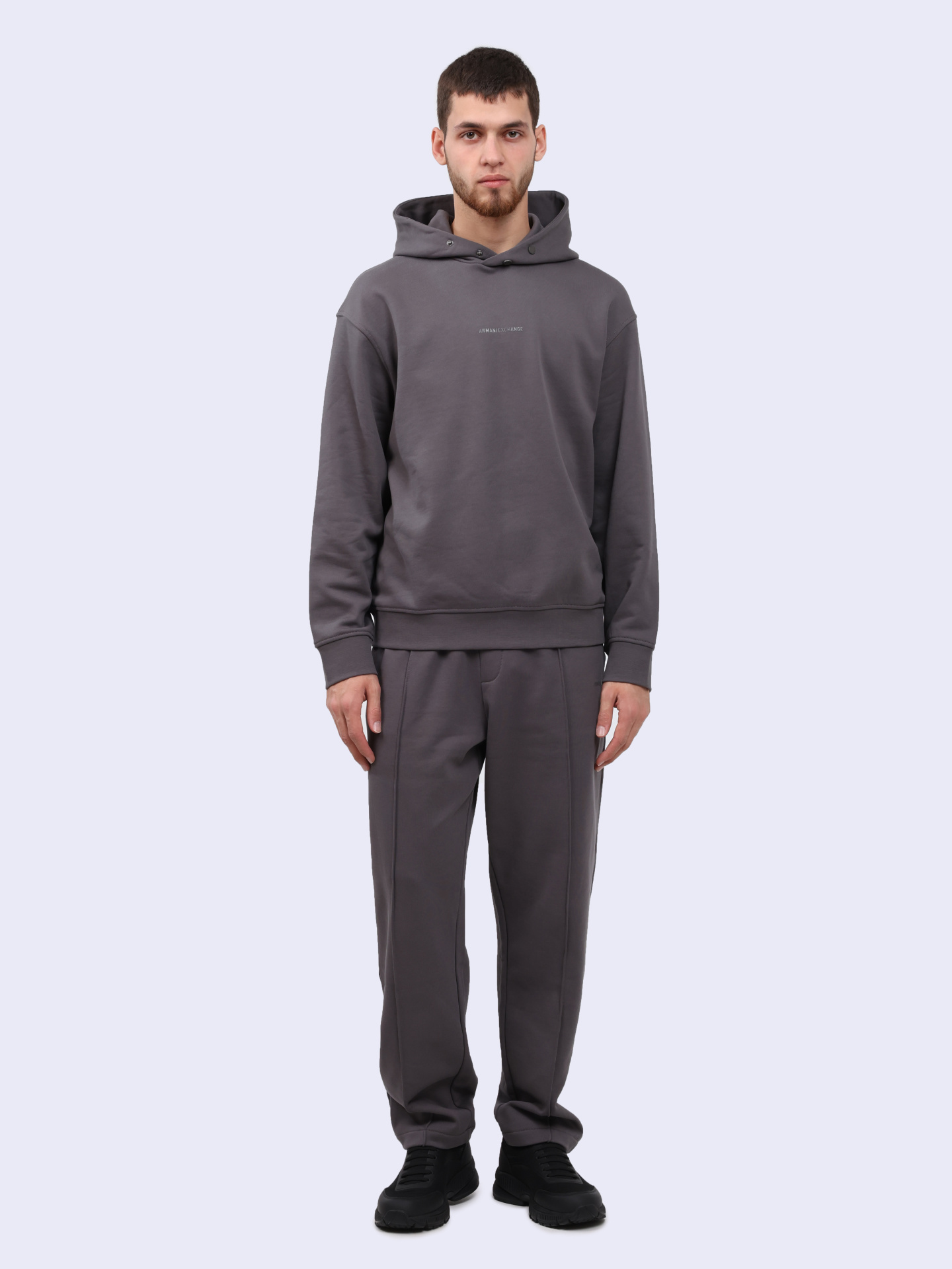 Худи Armani Exchange 6DZMLJ ZJ4XZ 19AA серое мужское из хлопка — купить в интернет-магазине Verdistore