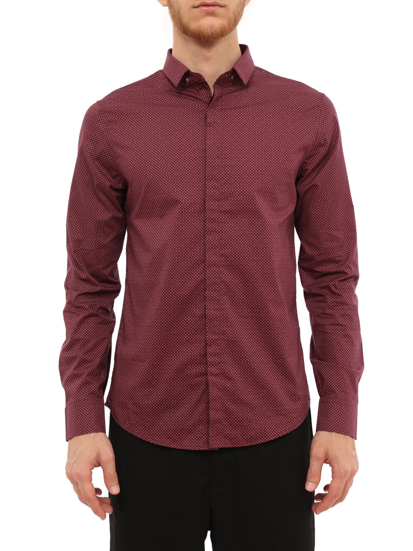 Рубашка Armani Exchange 6LZC25 ZNEAZ 4439 бордовая мужская в мелкую клетку — купить в интернет-магазине Verdistore